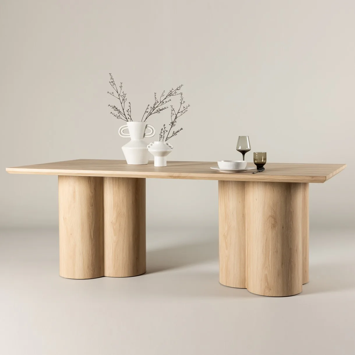 Olivia Dining Table 100x210 cm - Whitewash / Vittvätt