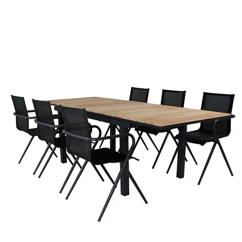 Matgrupp Venture Home Mendi med 6 Act Stolar Svart
