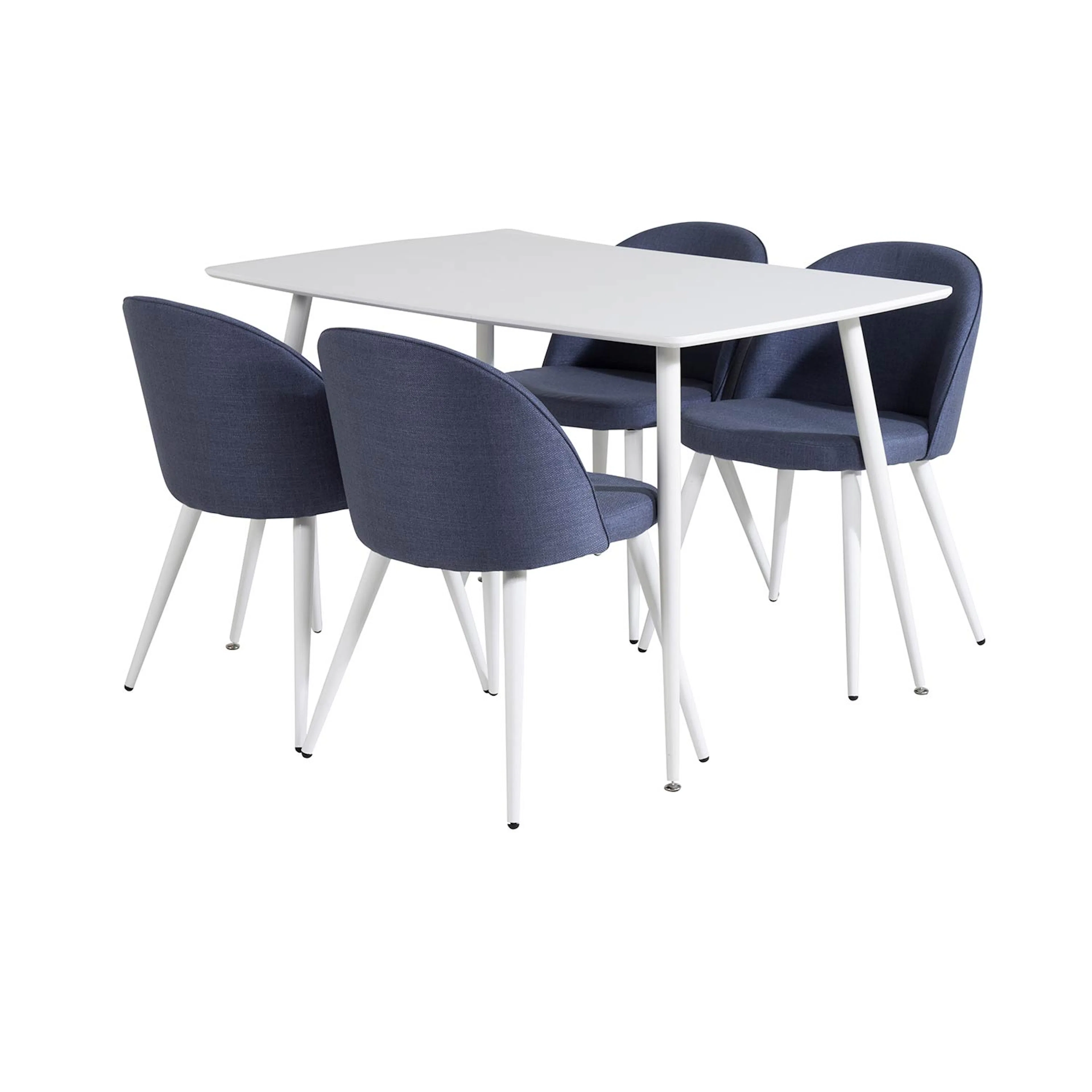 Polar table 120 cm - White White+Velvet Chiar -Blue Fabric_4 Vit/Blå