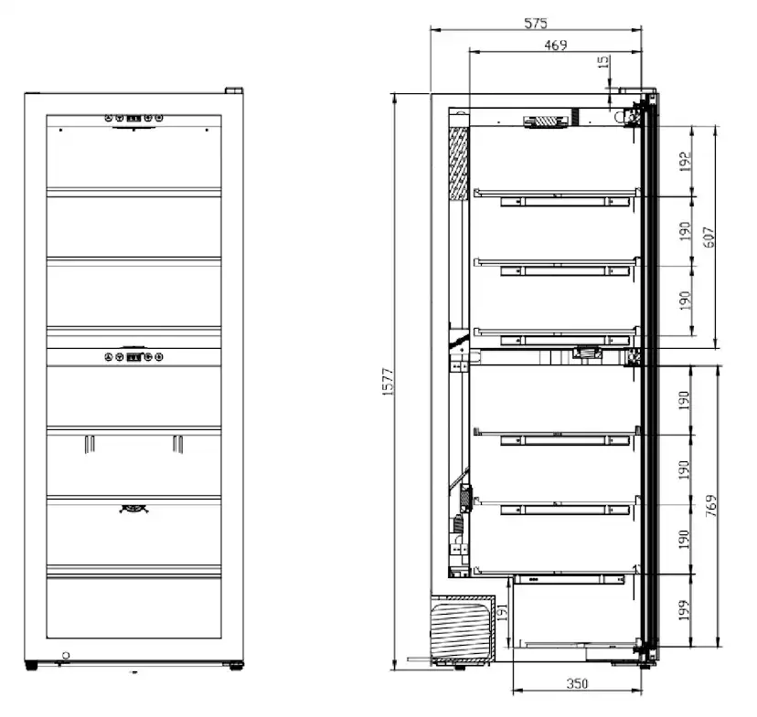 Vinkyl mQuvée WineExpert 126 Fullglass SW-126B Svart med 2 Zoner och Plats för 126 Flaskor