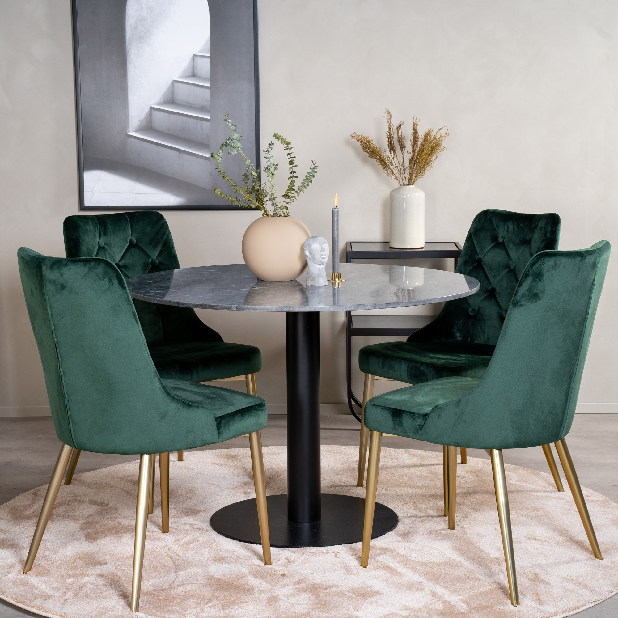 Matgrupp Venture Home Estelle Runt med 4 Vera Stolar