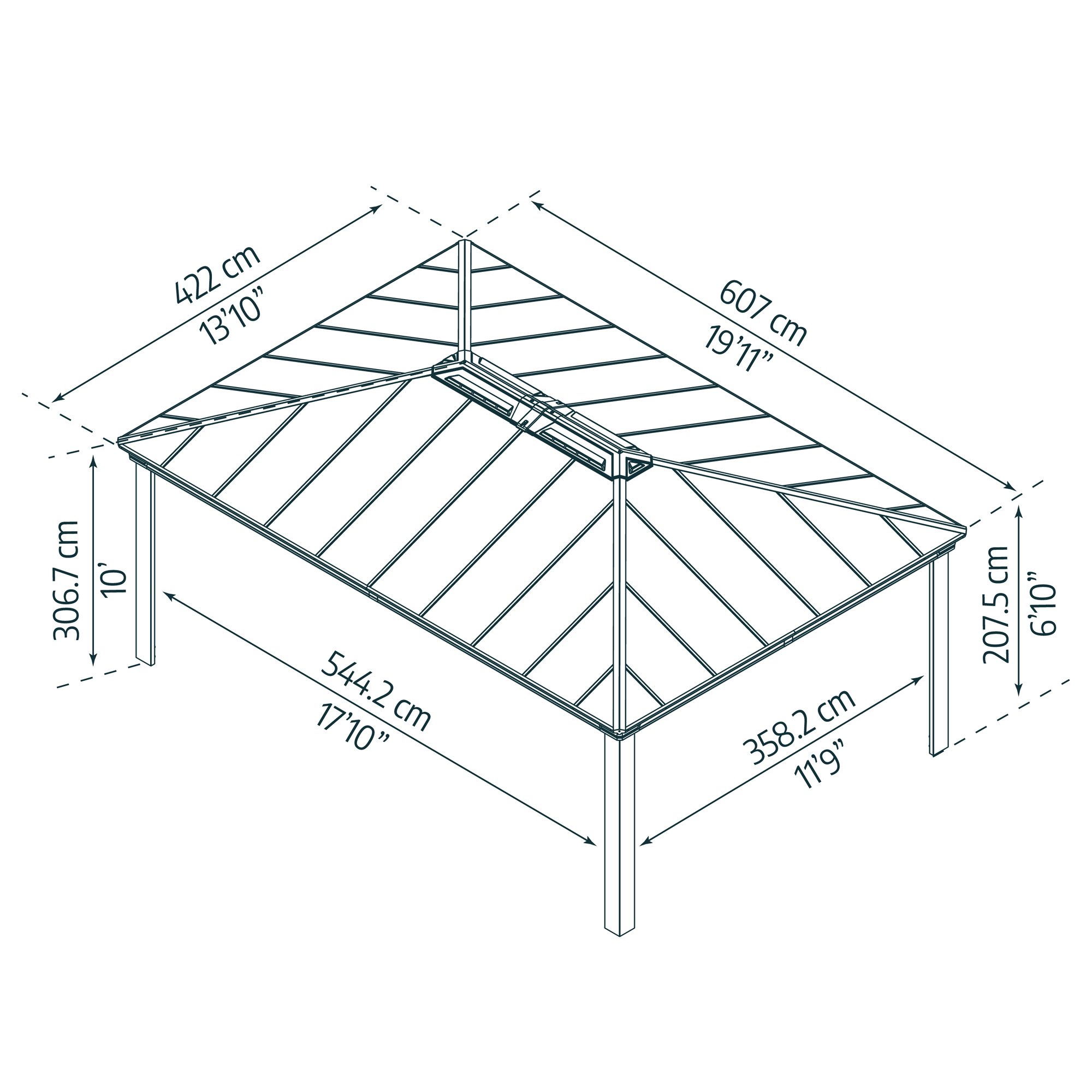 Carport Canopia by Palram Colorado Metall Dubbel Apex 4,3 X 6 m