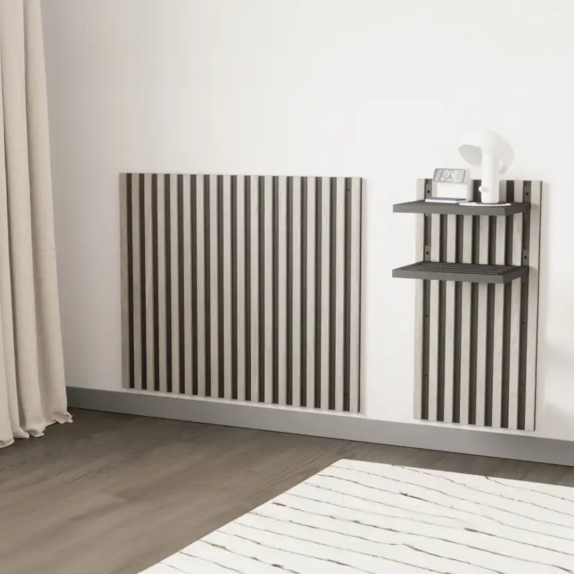 Toulon Wall Panel - Nightstand W40,5 x H80 x D2,8 - Black/Wh Vitpigmenterad Ek