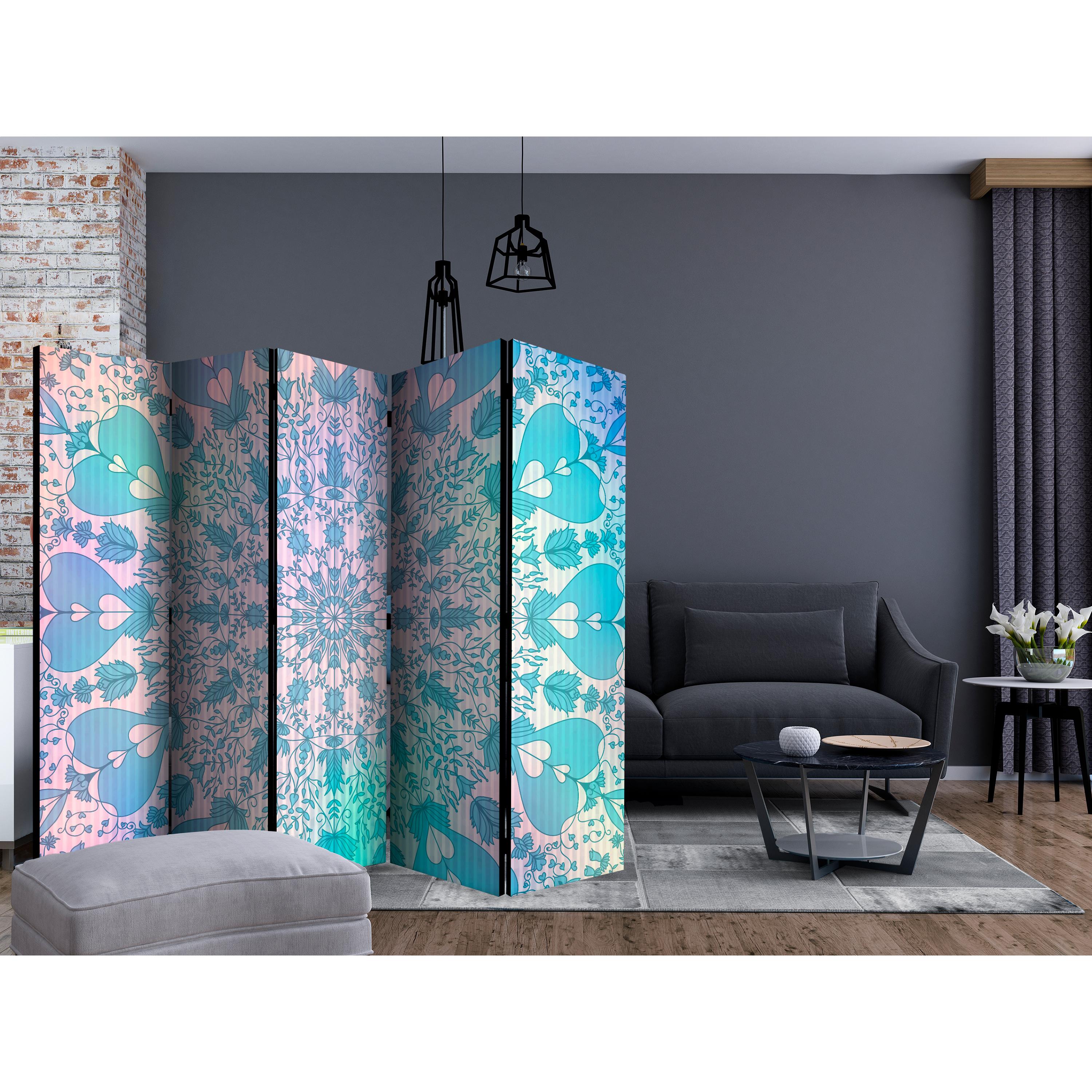 Rumsavdelare Skärmvägg Arkiio Girly Mandala Blue II 225x172 cm