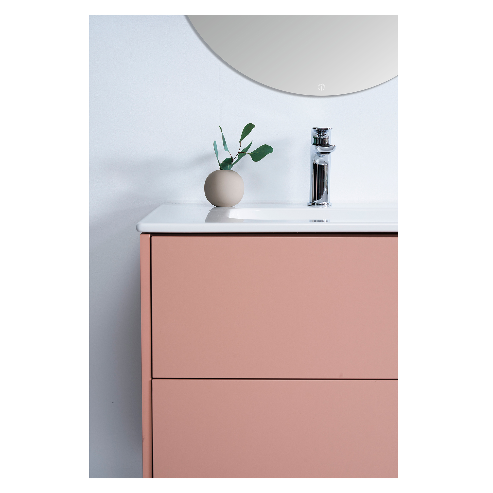 Artic Kommod 80 Peach med tvtst Vit Peach, Med Vit Tvättställ och 1 blandarhål