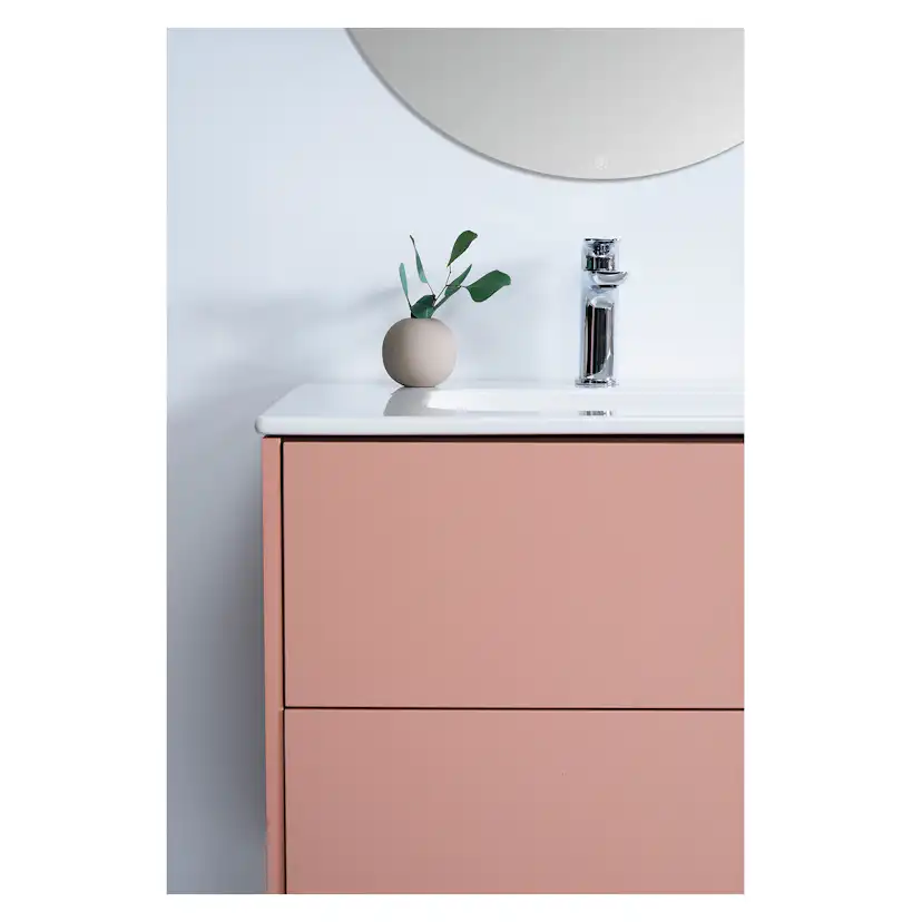 Artic Kommod 80 Peach med tvtst Vit Peach, Med Vit Tvättställ och 1 blandarhål