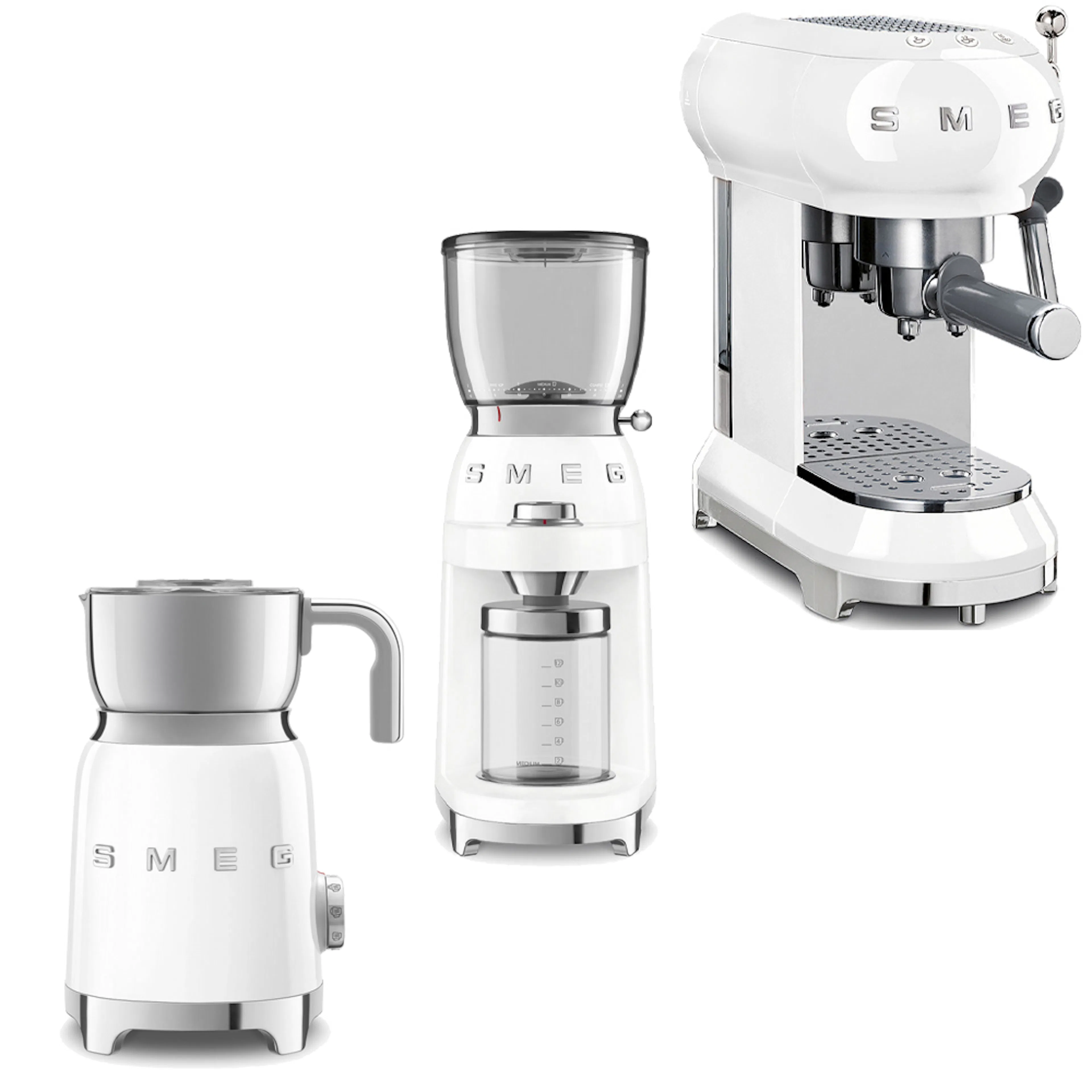 Kaffepaket Smeg Espressobryggare, Kaffekvarn & Mjölkskummare