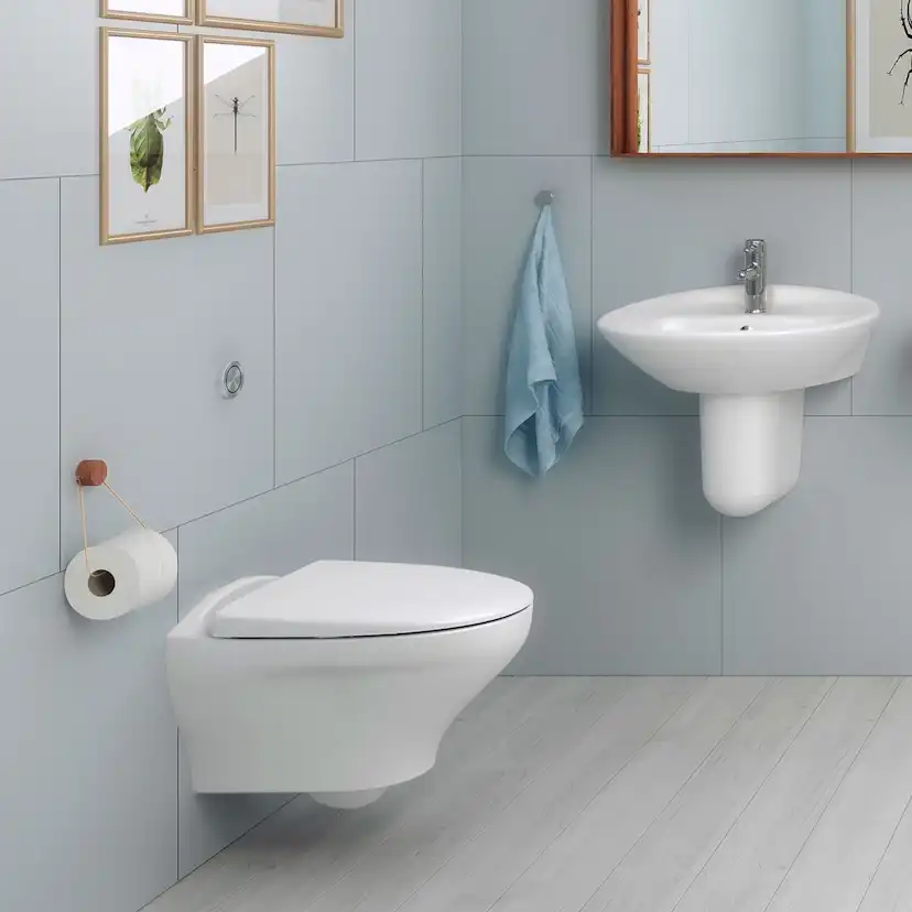 Vägghängd Toalettstol Gustavsberg Estetic 8330 Hygienic Flus Vit, Mjukstängande Hårdsits Vit