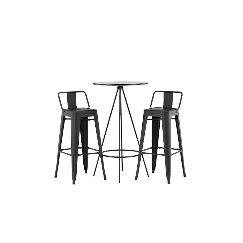 Matgrupp Venture Home Bistro Ø60 cm med 2 st Tempe stolar Svart