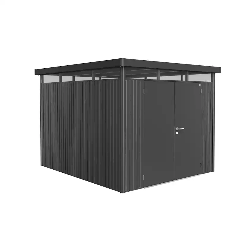Garden shed HighLine size H5 Metallic Mörkgrå with double do Metallic Mörkgrå