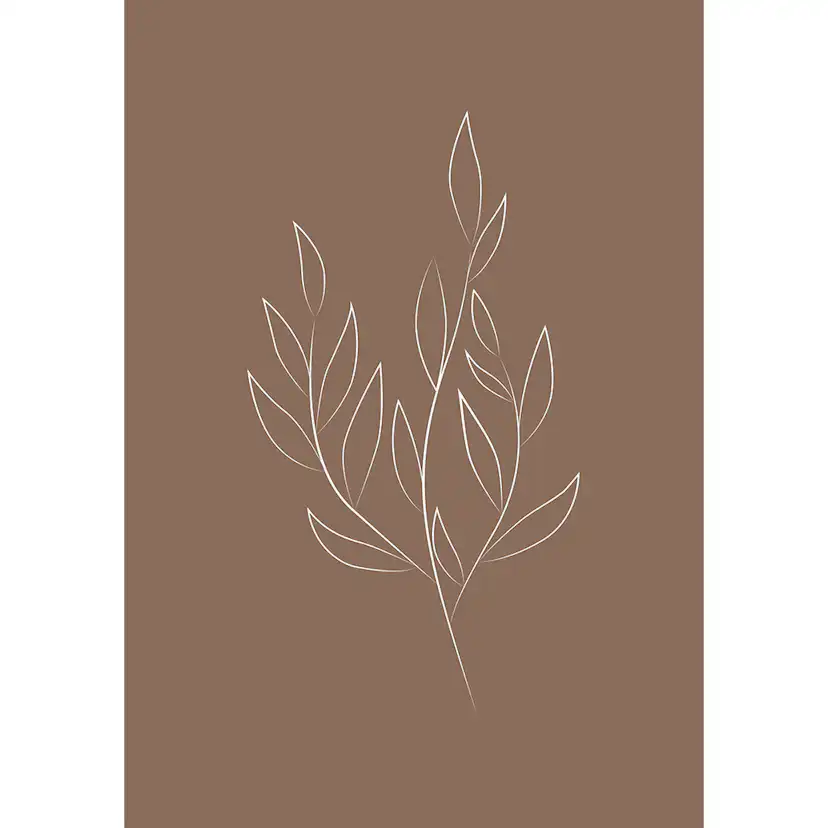 Posters Venture Home Drawed Leaf Brun