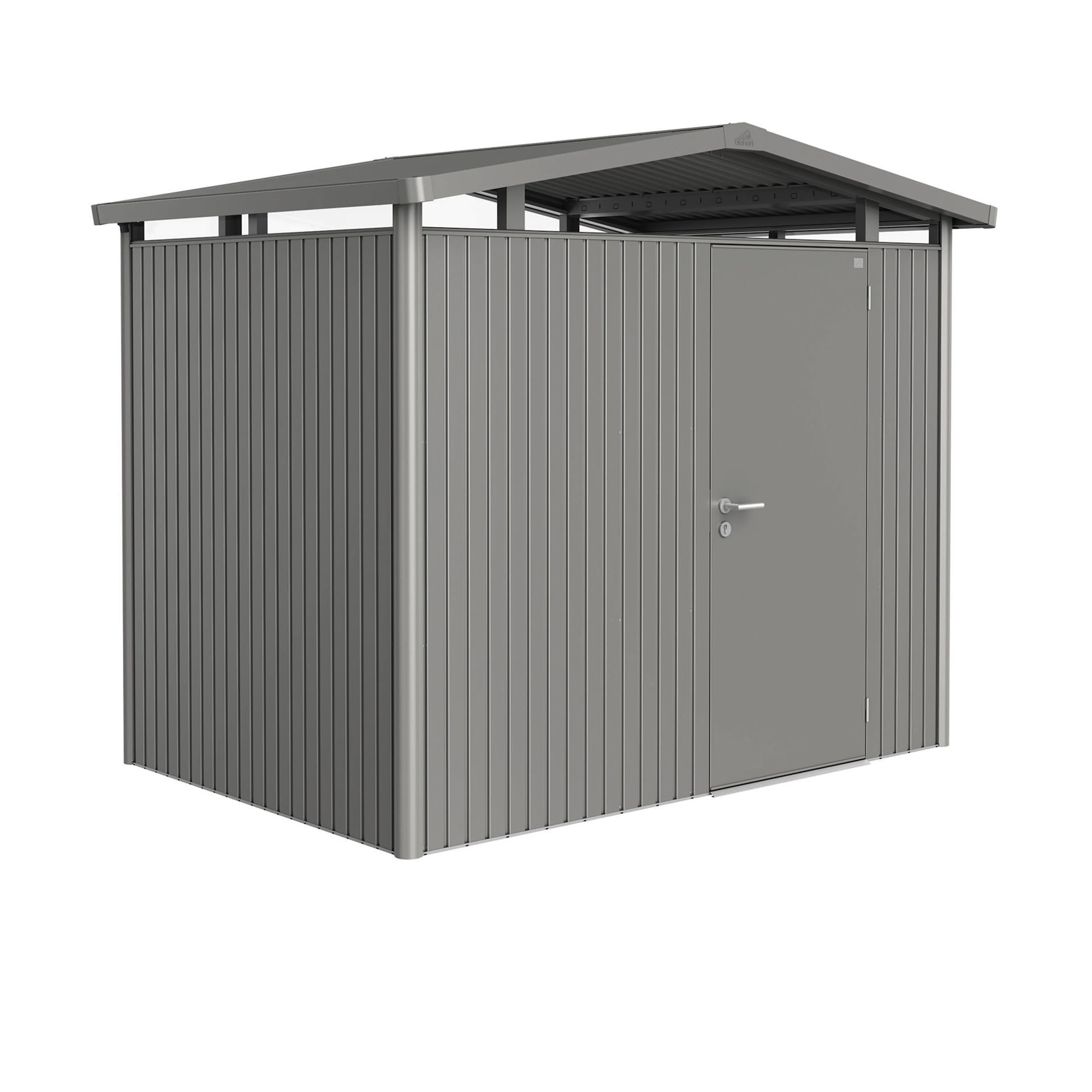 Garden shed Panorama size P2 metallic quartz grey with stand Metallic Kvartsgrå