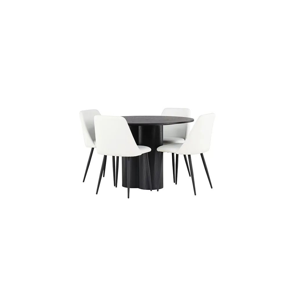 Matgrupp Venture Home Olivia Ø110 cm med 4 st Night stolar Vit/Svart