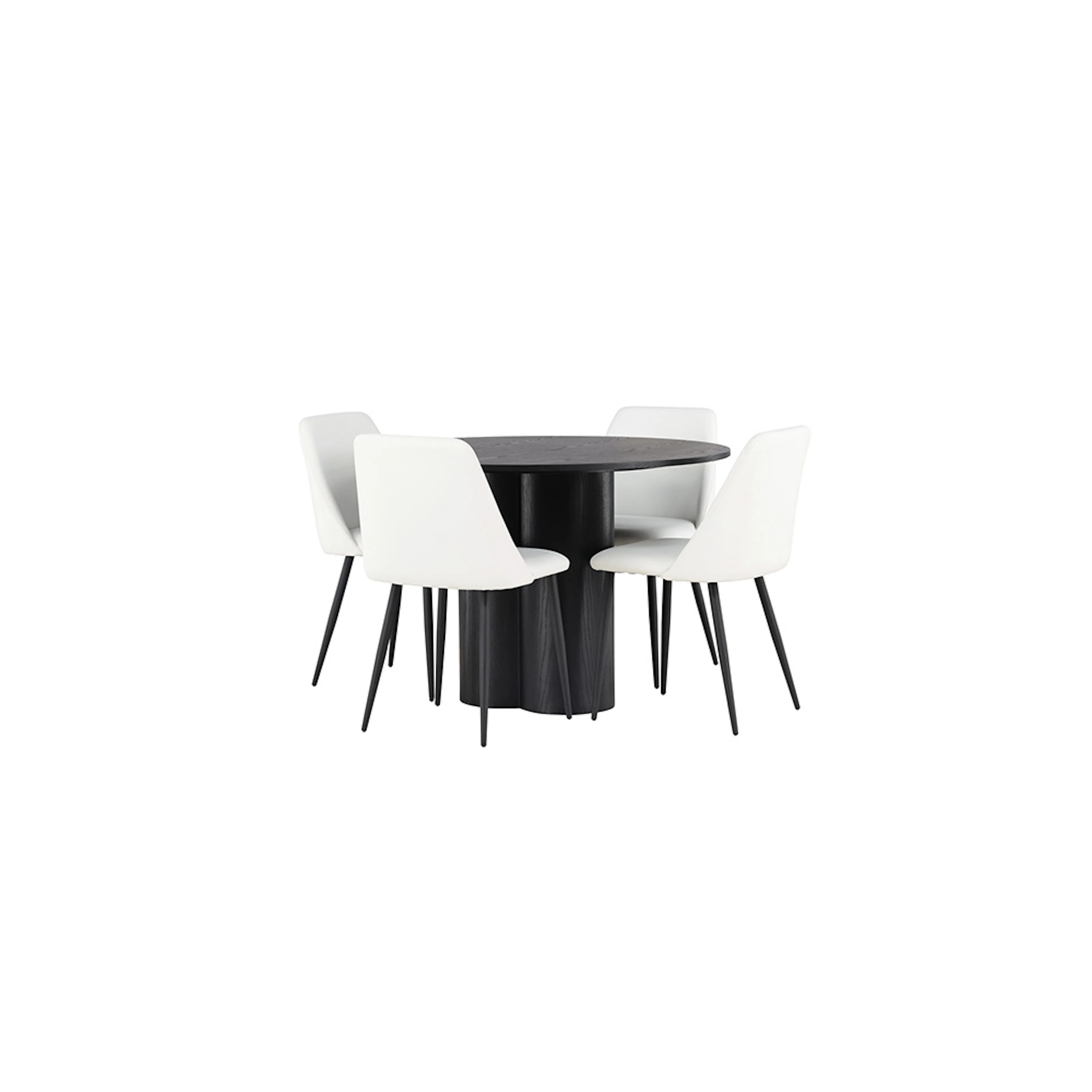 Matgrupp Venture Home Olivia Ø110 cm med 4 st Night stolar Vit/Svart