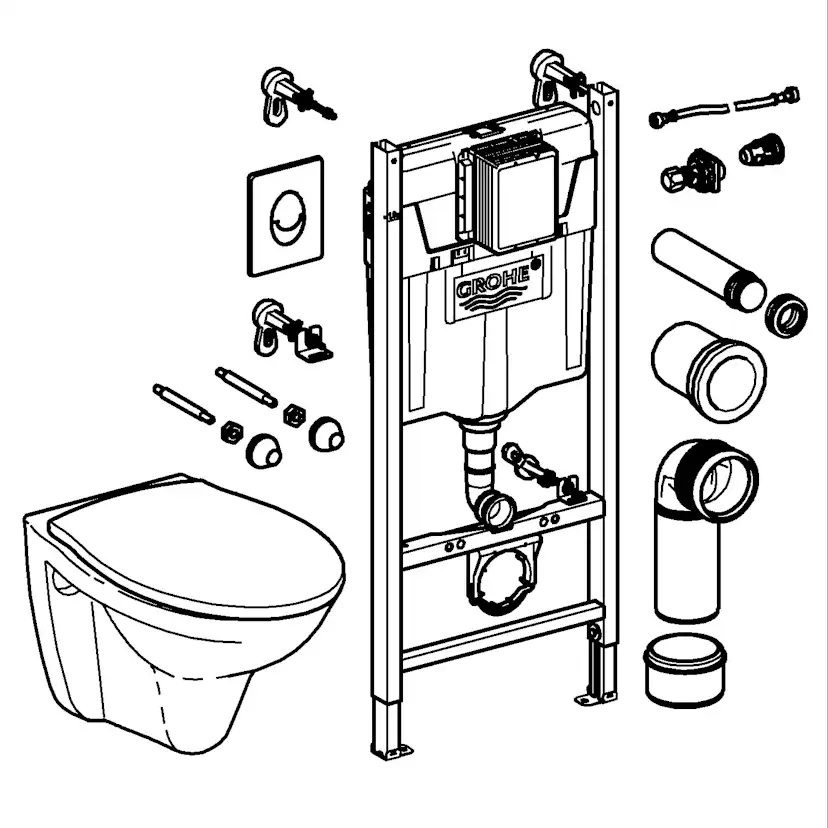 Vägghängd Toalettstol Grohe Solido SL Set 4in1 Komplett
