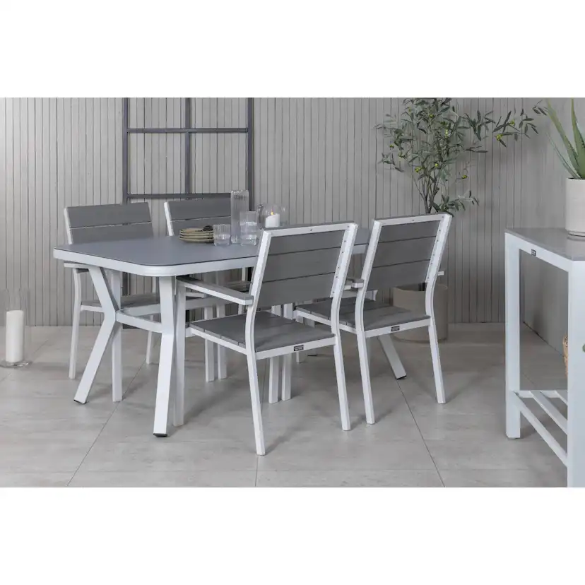 Matgrupp Venture Home Virya Matgrupp Utomhus 160cm med 4 Levels Stapelbara Matstolar