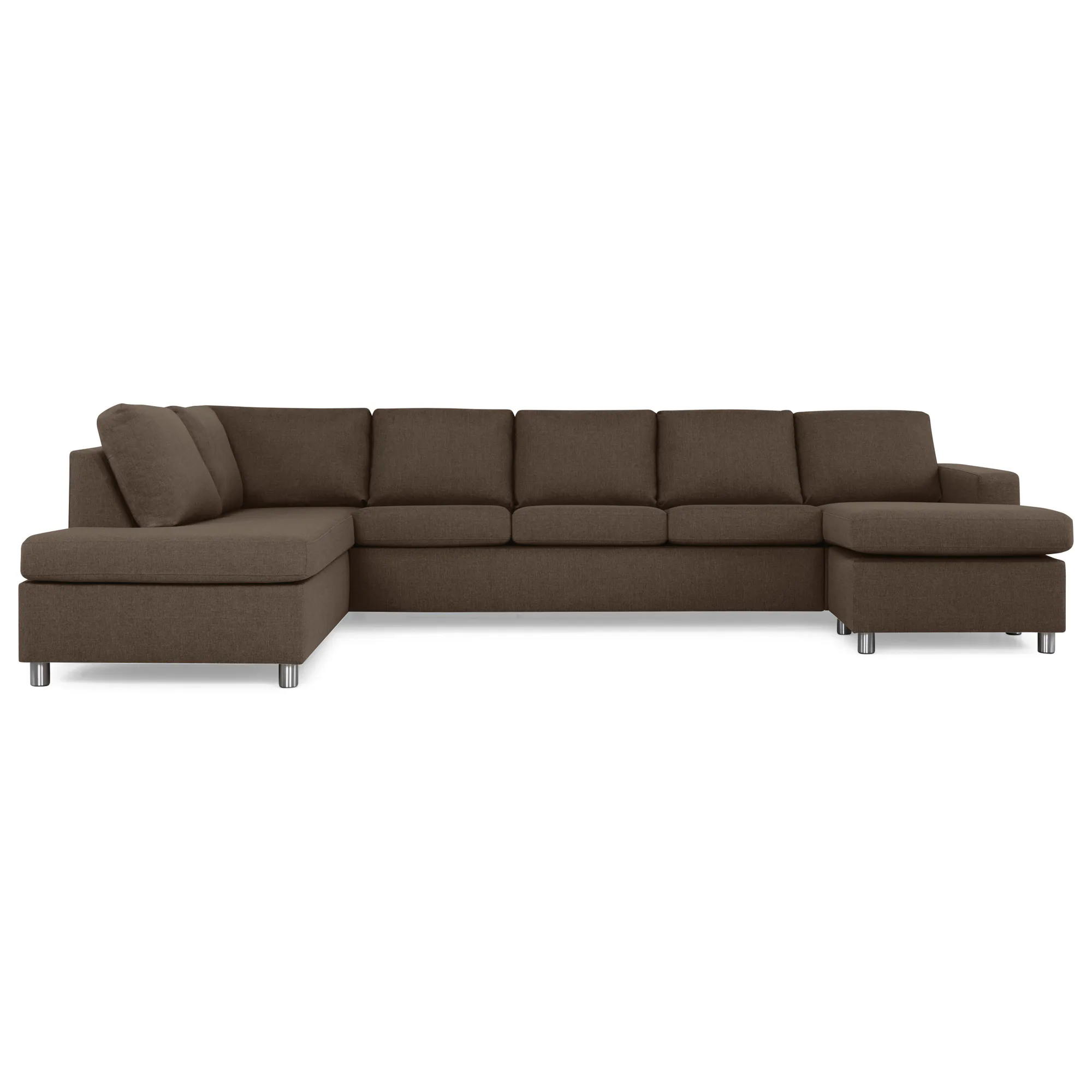 Crazy 5-sits Vänstervänd U-formad X-Large Soffa med Divan oc Idalia 3, Brun, Vänster, Runda Metallben