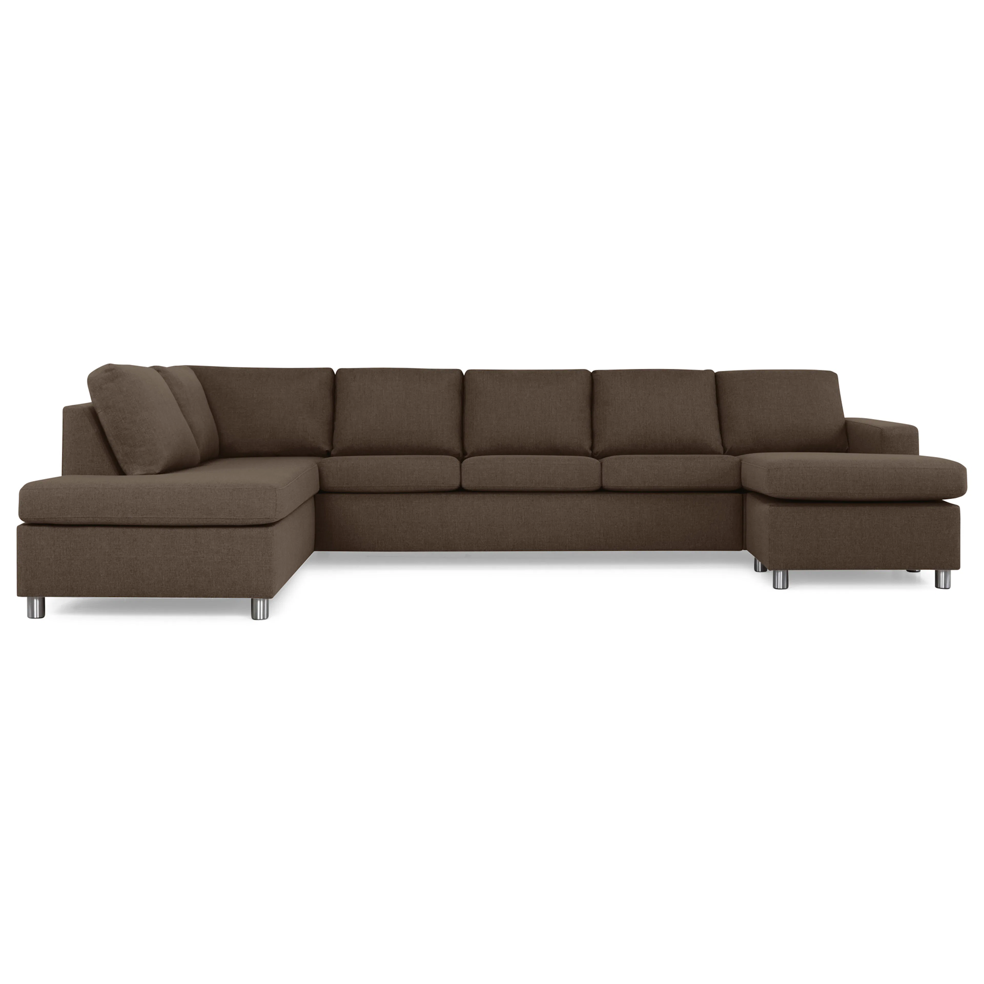 Crazy 5-sits Vänstervänd U-formad X-Large Soffa med Divan oc Idalia 3, Brun, Vänster, Runda Metallben