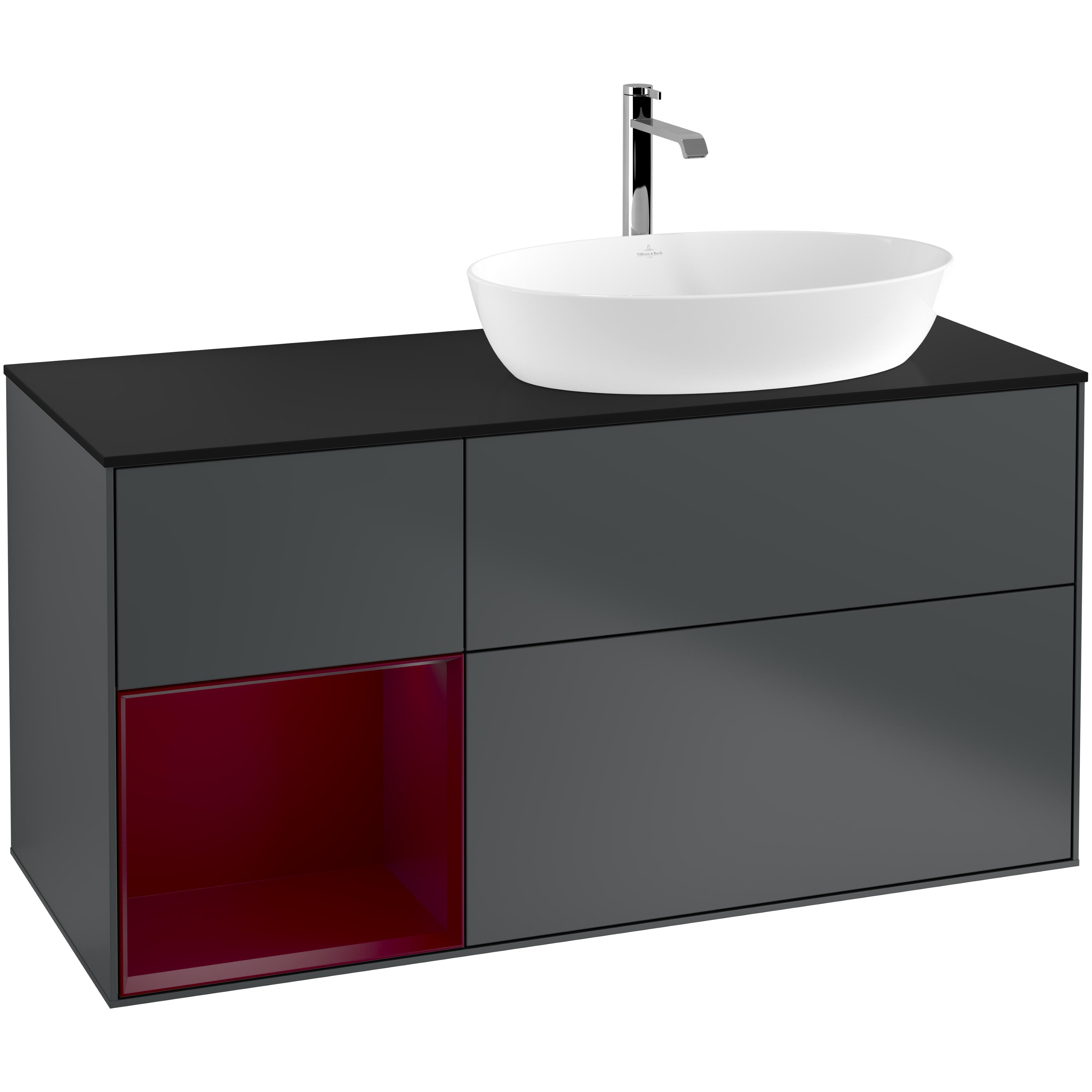 Tvättställsskåp Villeroy & Boch Finion med 3 Lådor Hylla och Bänkskiva för Ocentrerat Tvättställ från Artis & Collaro
