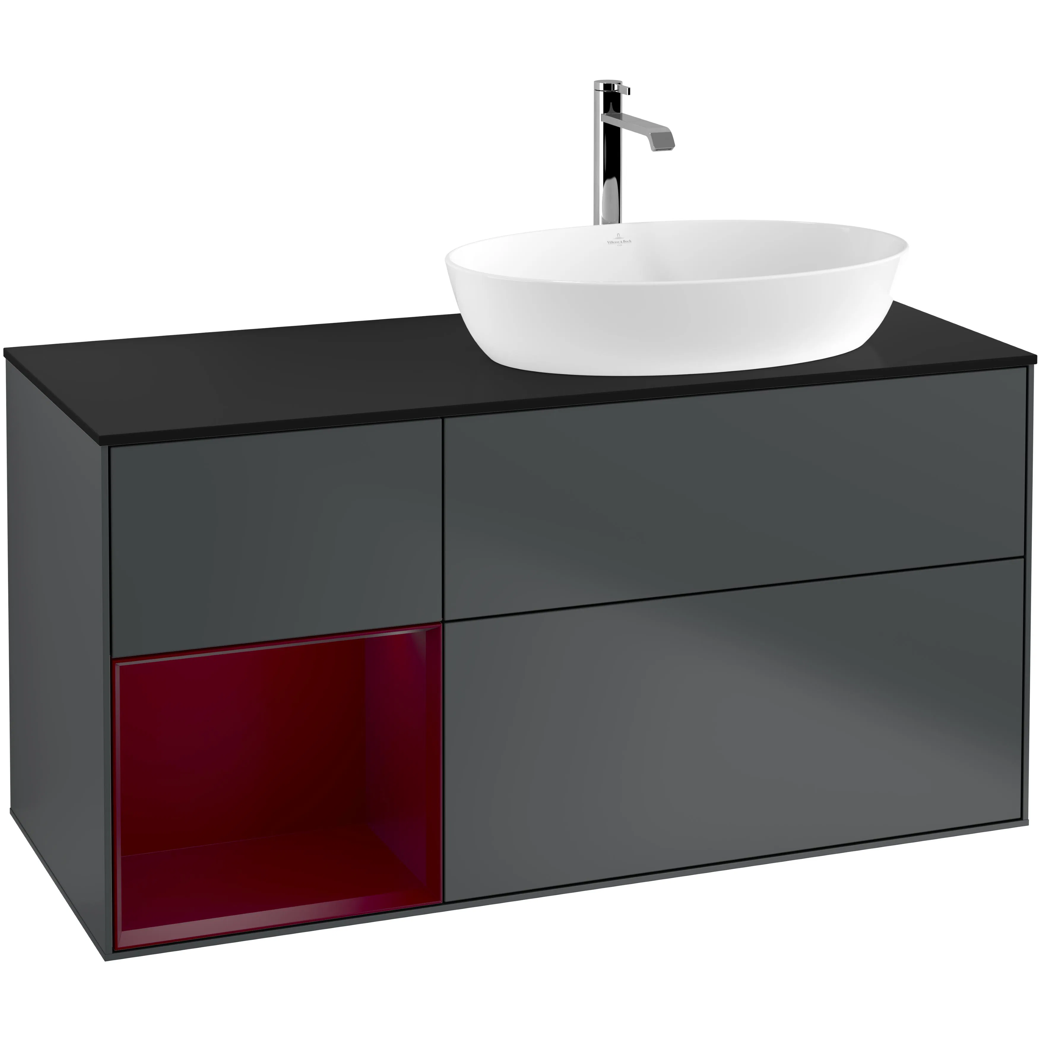 Tvättställsskåp Villeroy & Boch Finion med 3 Lådor Hylla och Bänkskiva för Ocentrerat Tvättställ från Artis & Collaro