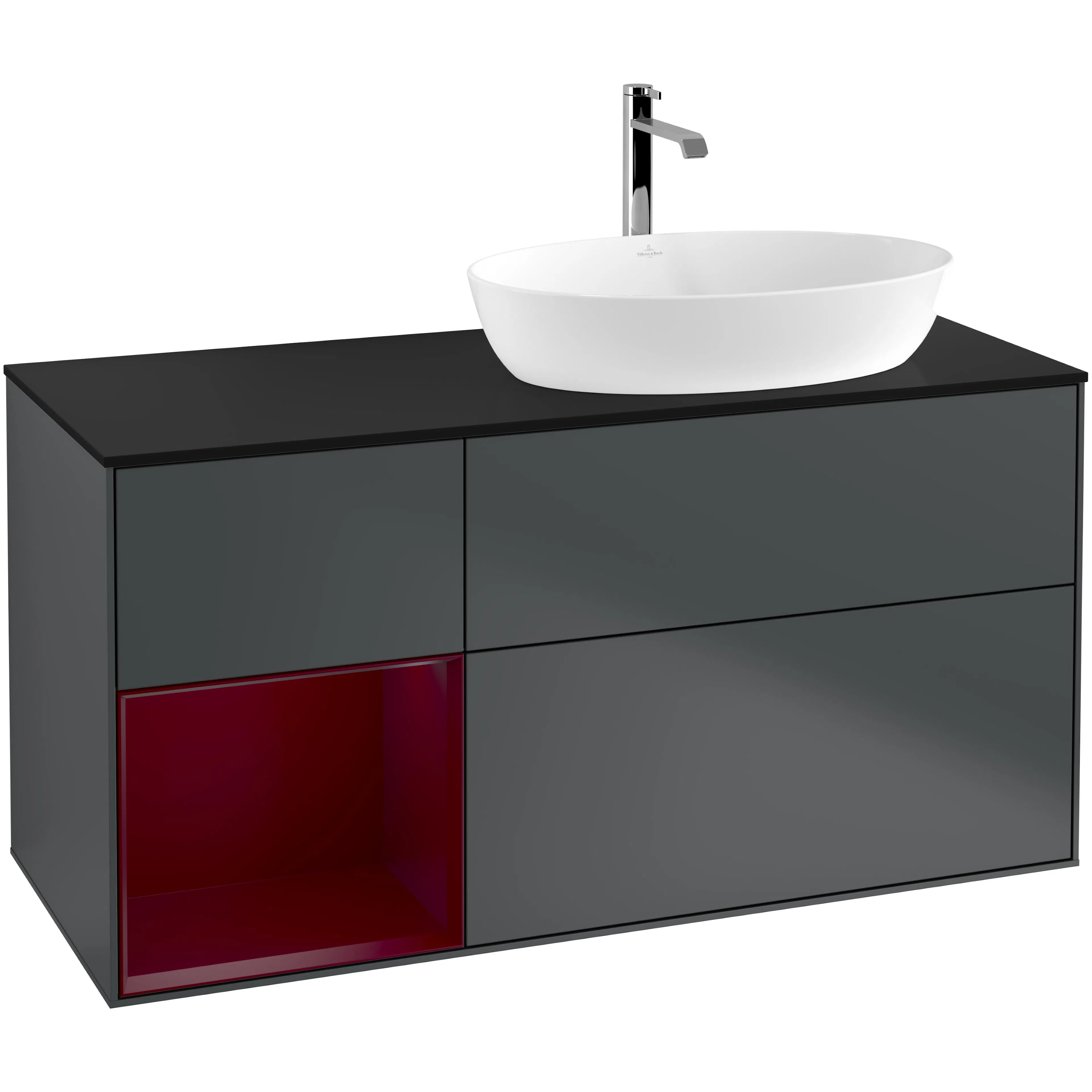 Tvättställsskåp Villeroy & Boch Finion med 3 Lådor Hylla och Bänkskiva för Ocentrerat Tvättställ från Artis & Collaro