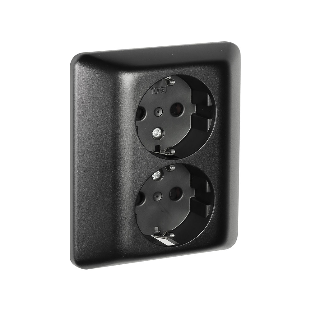 Vägguttag Elko 2-Vägs Infällt RS Svart