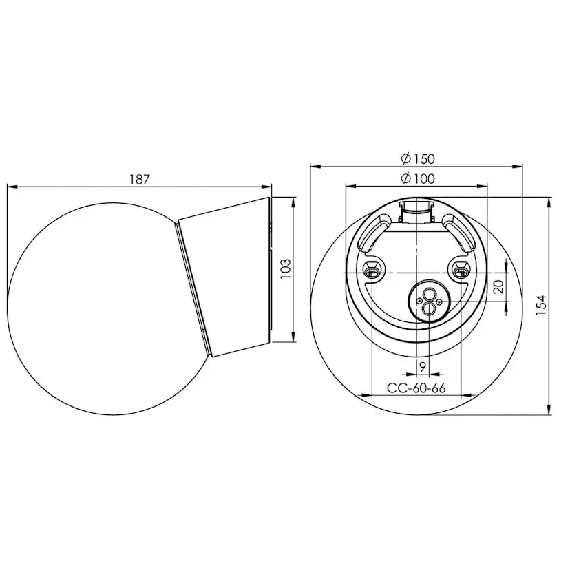 Vägglampa Ifö Electric Classic Glob 150 Klar Sned IP54