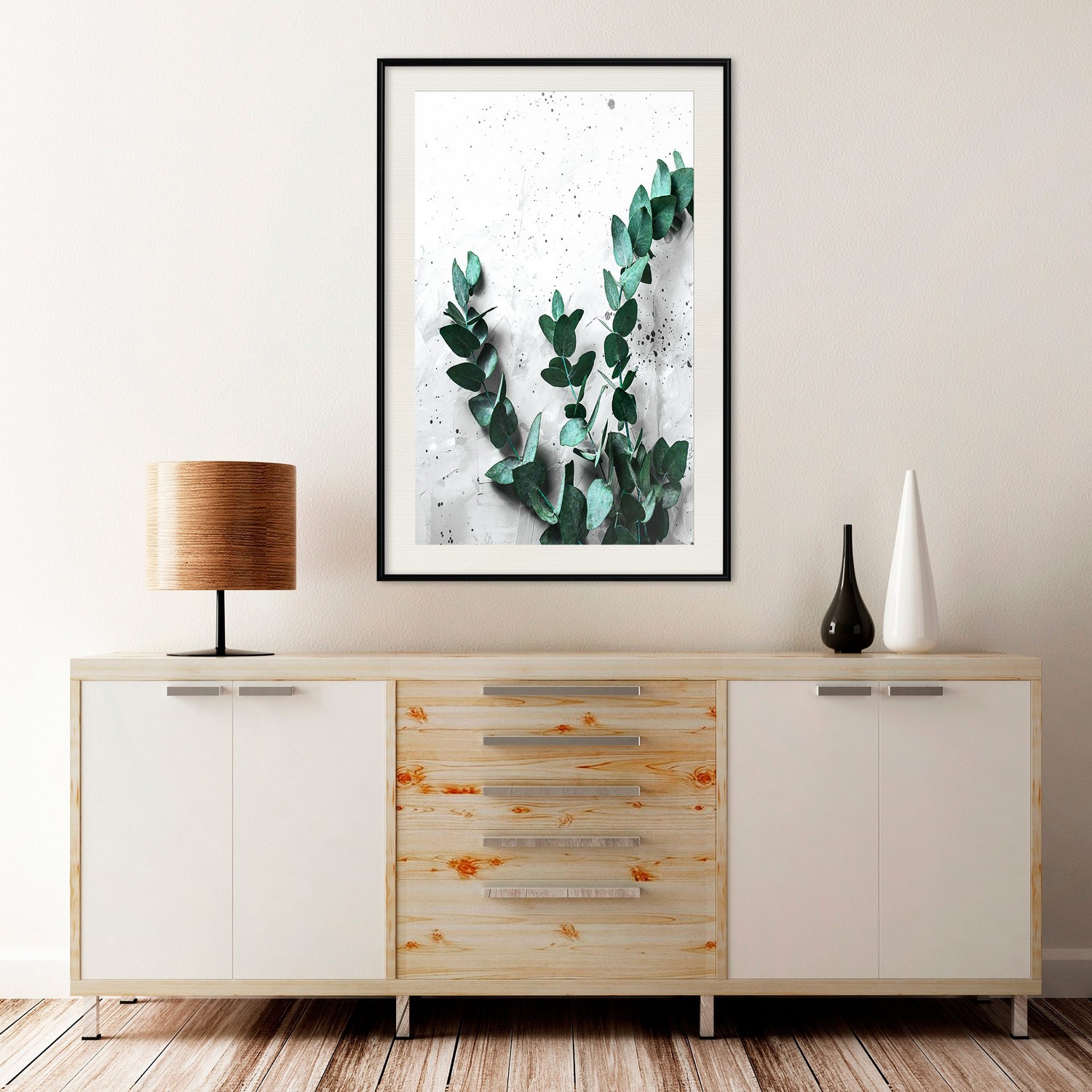 Affisch - Eucalyptus Scent [Poster] 40x60 Svart ram med passepartout, 40x60 cm