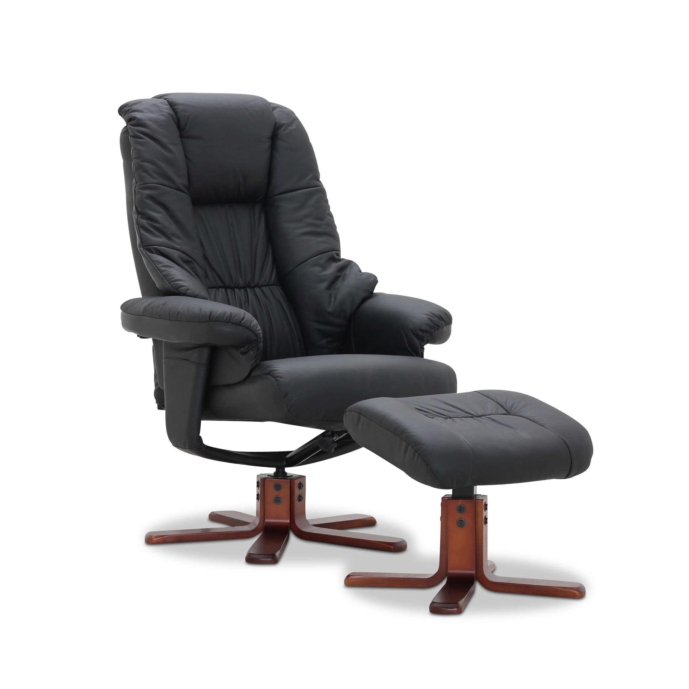 Ställbar Fåtölj Hagagruppen Comfy Läder med Snurrfunktion & Fotpall Svart Konstläder