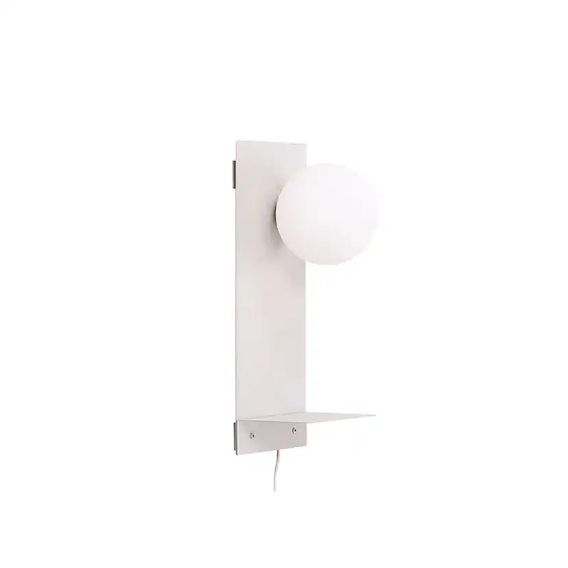 Troyes Wall Lamp - Light grey / White glass Ljusgrå/Vit