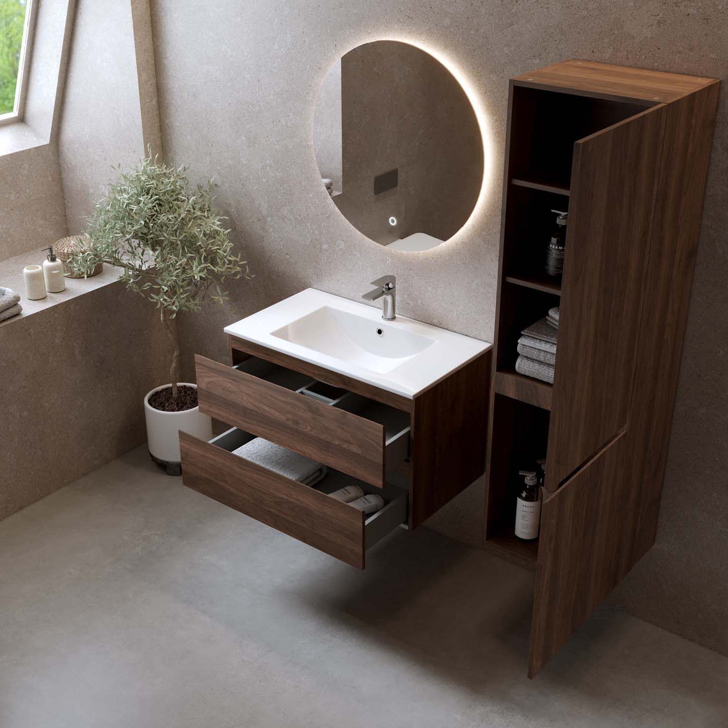 Tvättställsskåp Bathlife Eufori Valnöt