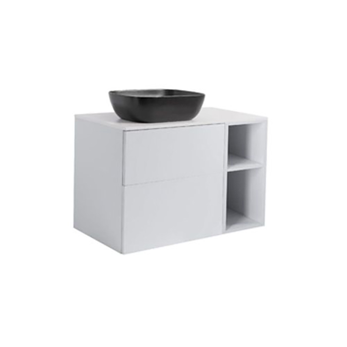 A IS60+30Ö GRÅ BS VIT+TS REKSV Färg: Ljusgrå, Färg Tvättställ: Svart, Färg Bänkskiva: Vit, Rektangulär Form, Storlek: 740x908 mm