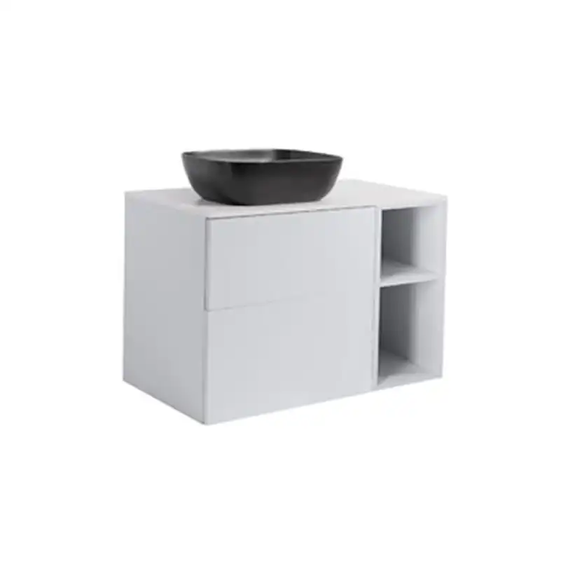 A IS60+30Ö GRÅ BS VIT+TS REKSV Färg: Ljusgrå, Färg Tvättställ: Svart, Färg Bänkskiva: Vit, Rektangulär Form, Storlek: 740x908 mm