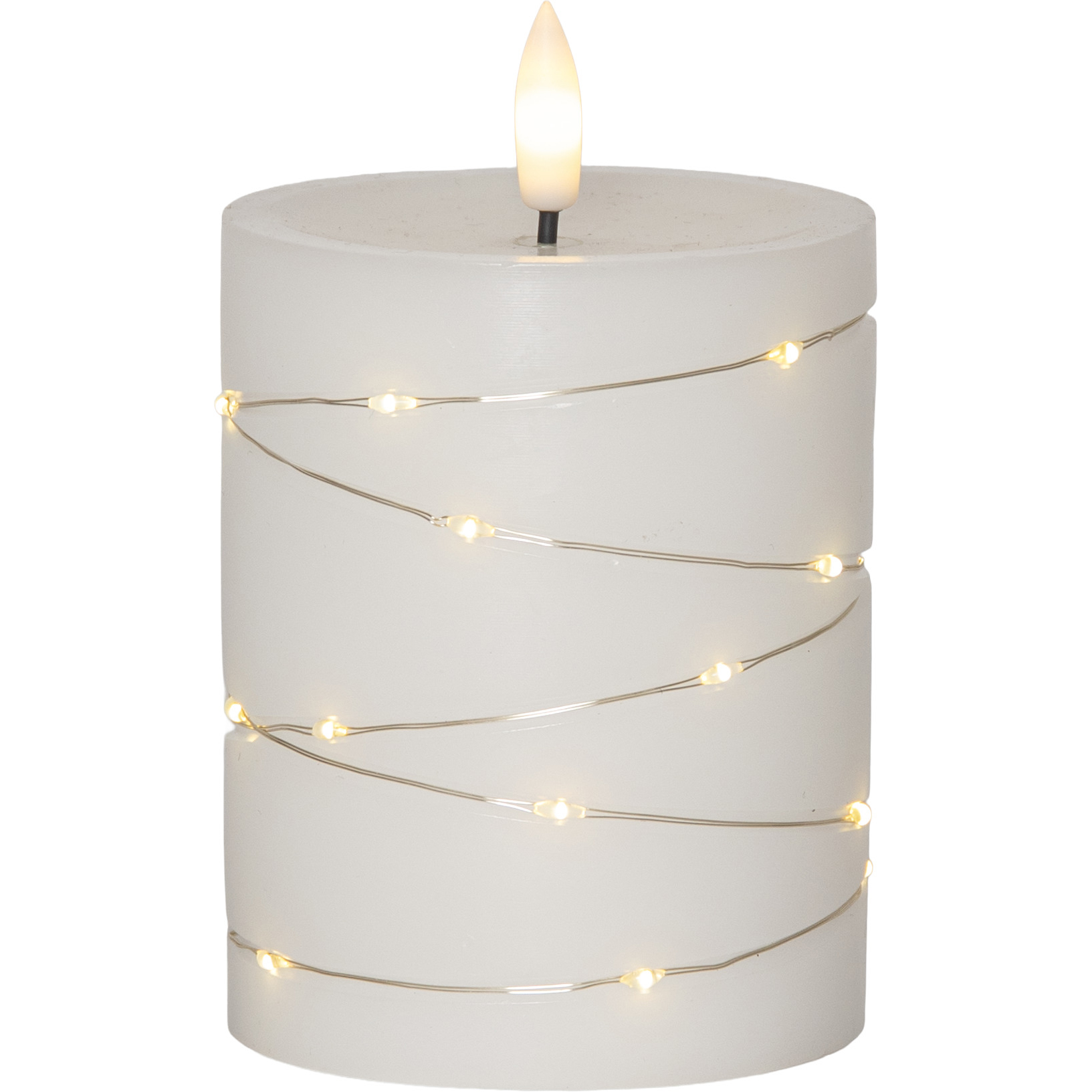 LED Blockljus Flamme Dew Vit 8x12,5 cm Höjd: 125 Mm