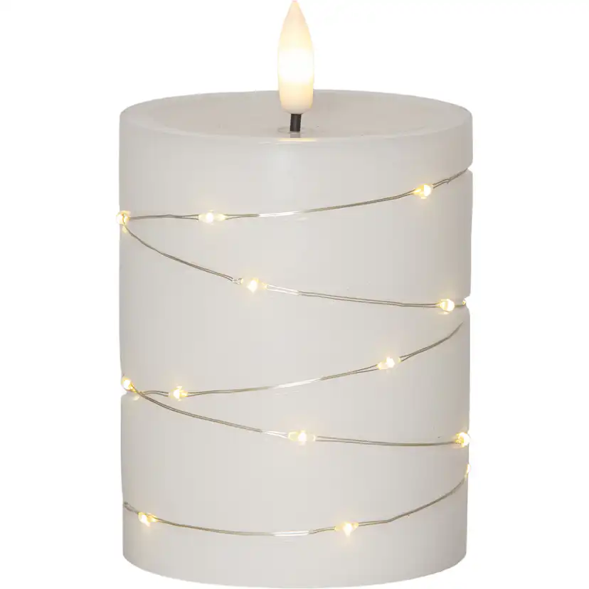 LED Blockljus Flamme Dew Vit 8x12,5 cm Höjd: 125 Mm