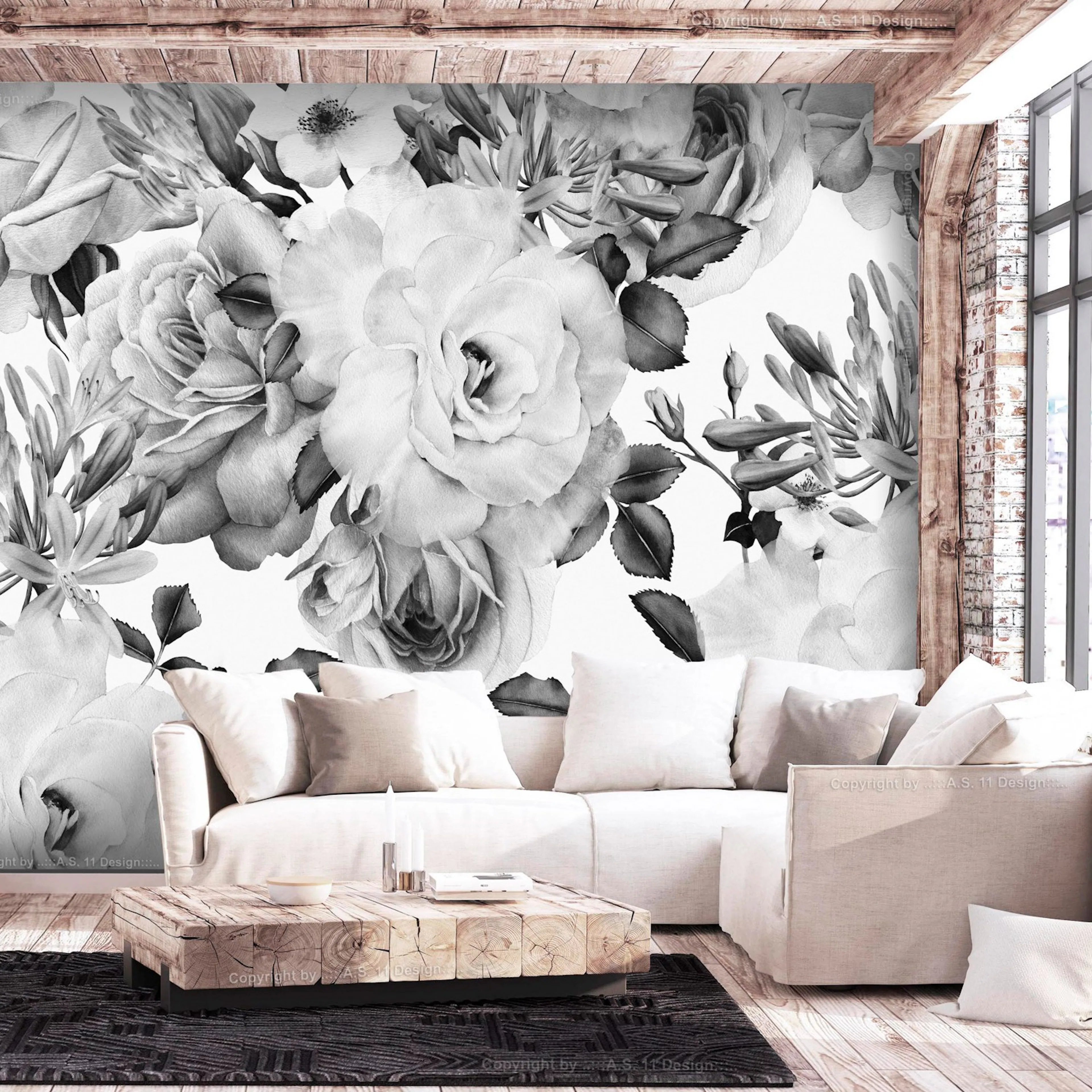 Fototapet Arkiio Sentimental Garden Svart/Vit