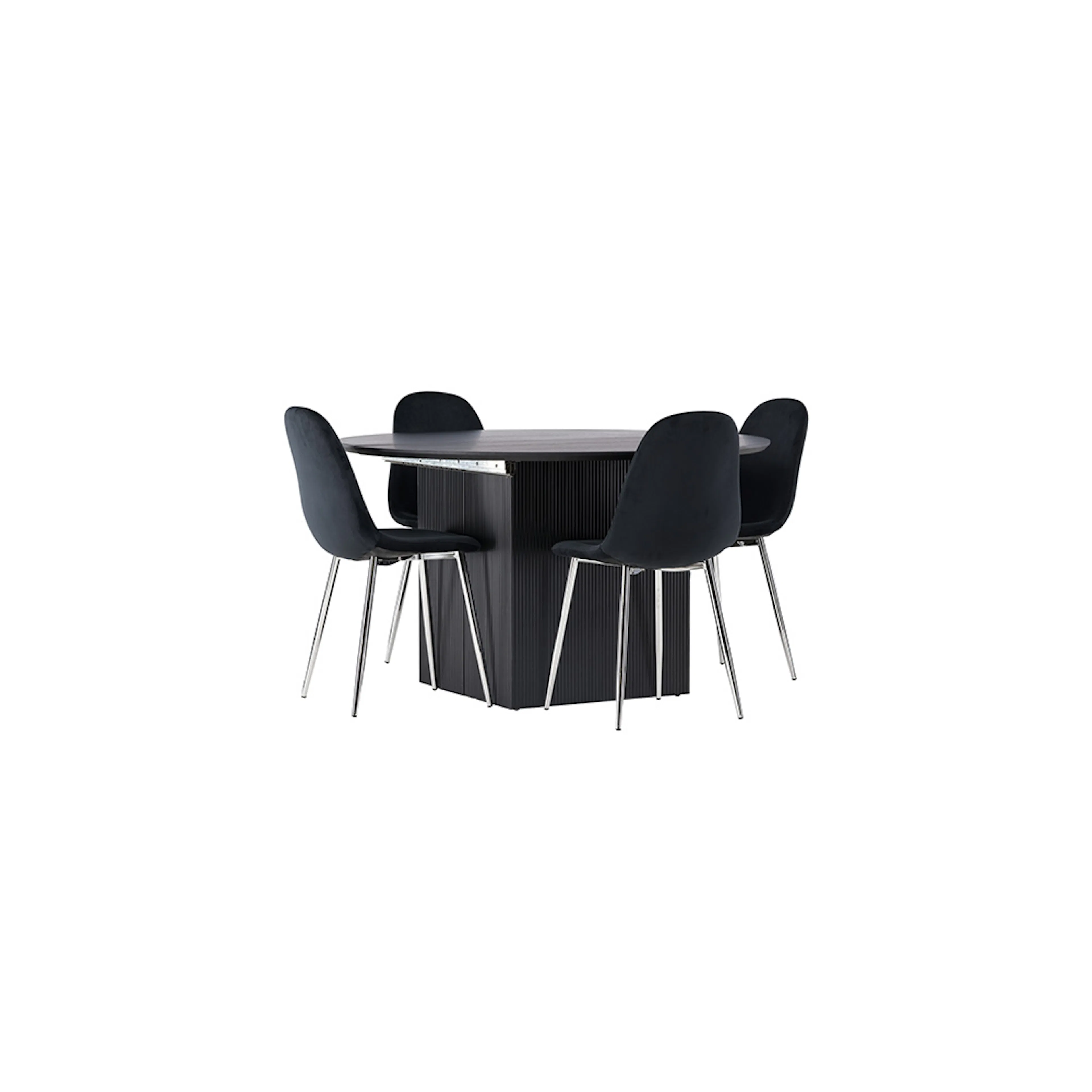Matgrupp Venture Home Matilda med 4 Polar Sammet Stolar Svart/Krom