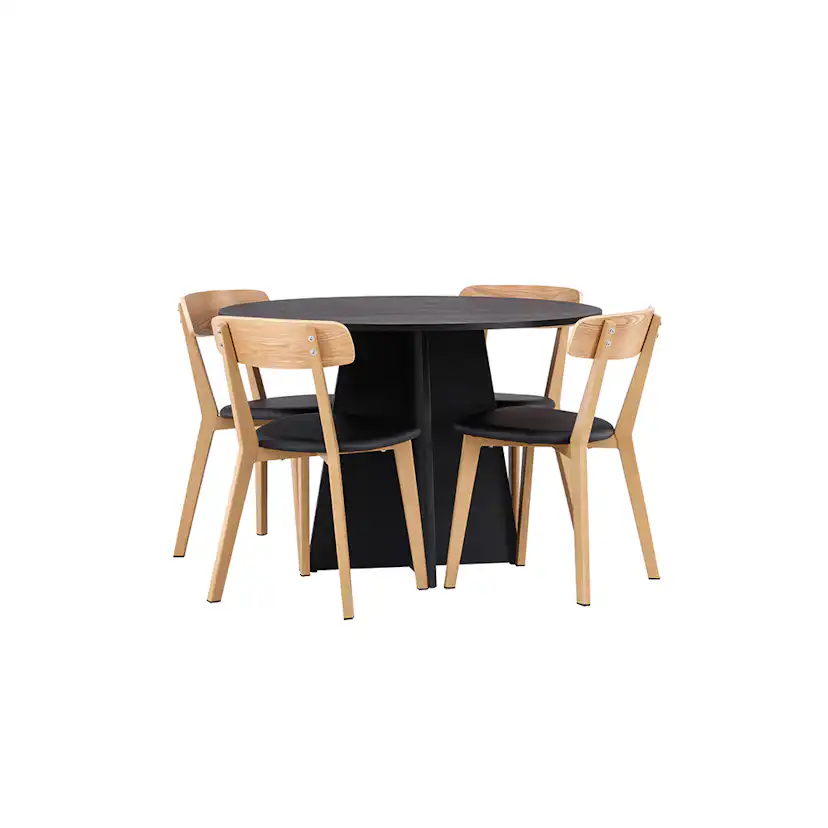 Matgrupp Venture Home Bootcut Ø110 cm med 4 Sanjos Stolar