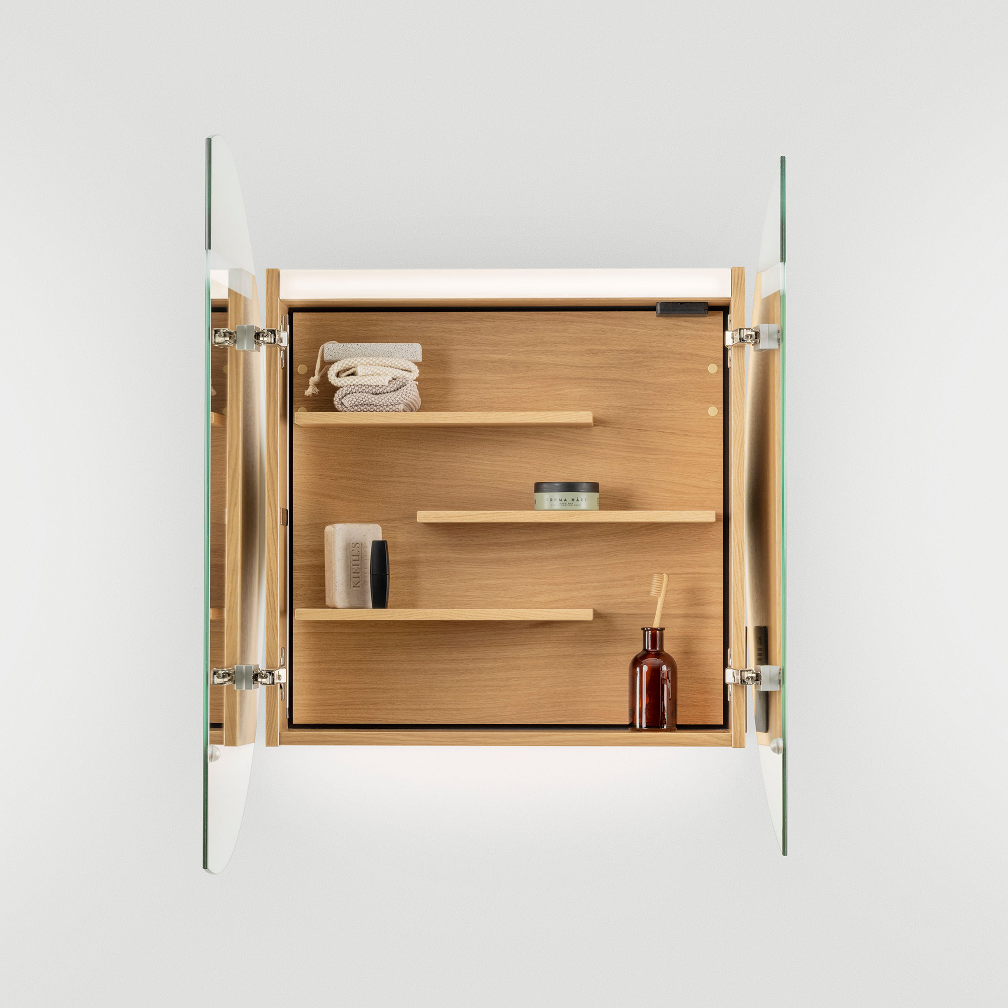 Spegelskåp CIRC Ø80,Natural Oak, 2 Luckor