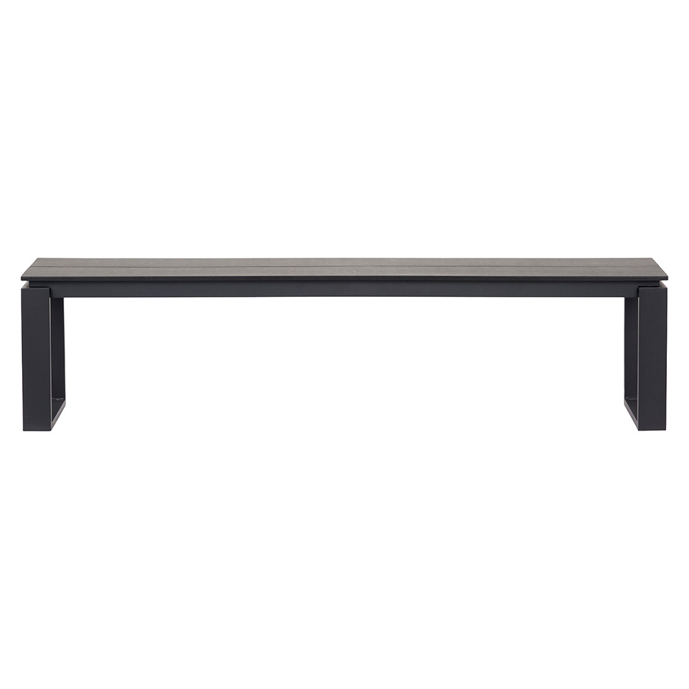 Trädgårdsbänk Outfit Martinus 180x36 cm, Svart Bänk Utomhus i Aluminium/Polywood