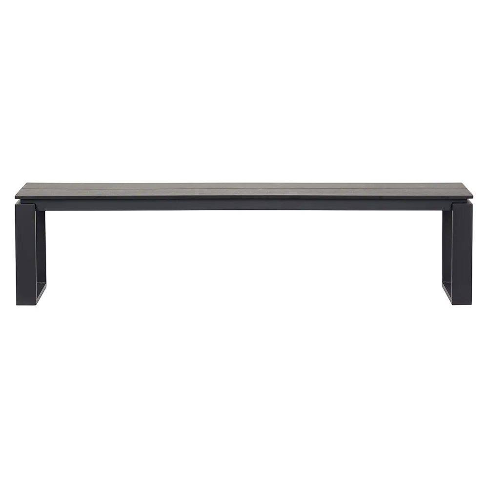 Trädgårdsbänk Outfit Martinus 180x36 cm, Svart Bänk Utomhus i Aluminium/Polywood