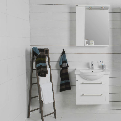 Möbelpaket Noro Newport 600 Matt Vit med Spegelskåp Vänster