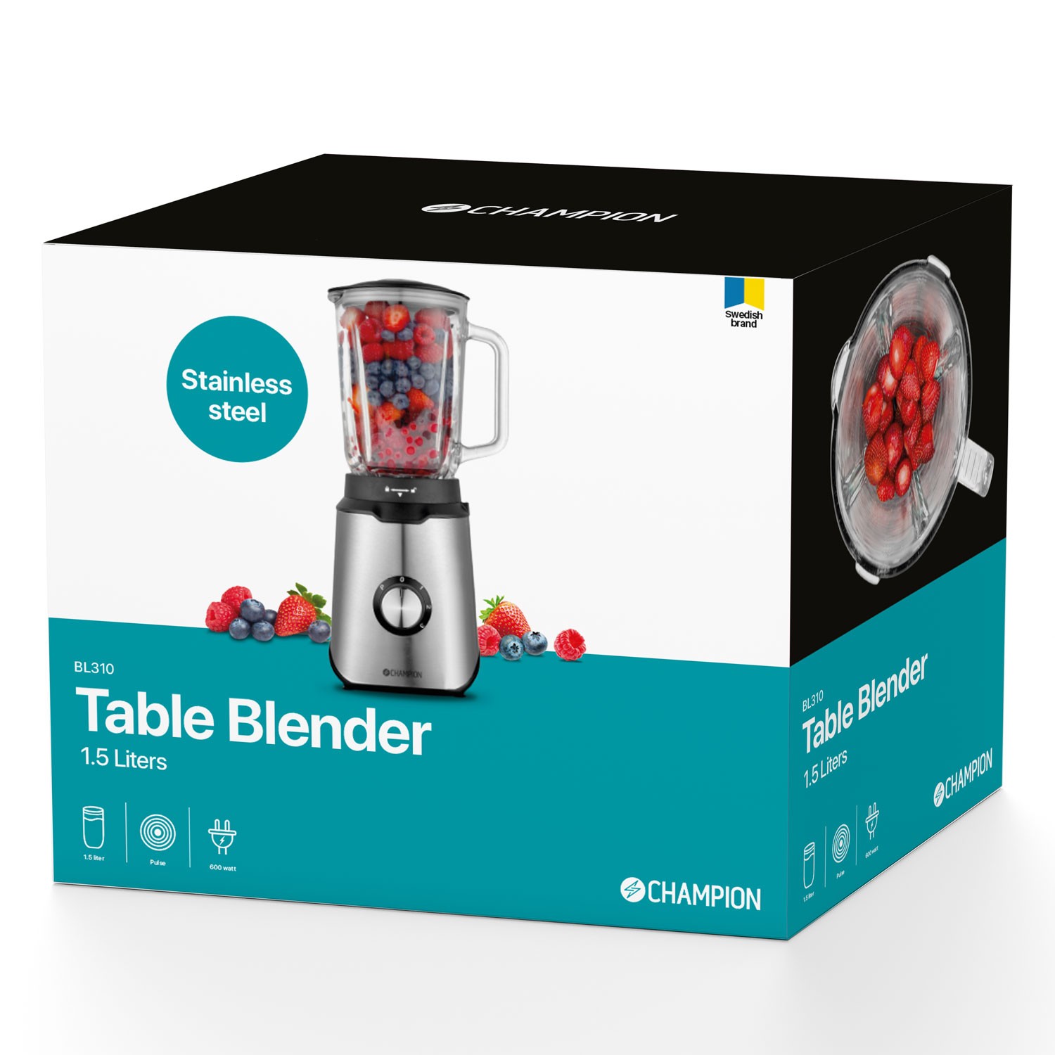 Blender Champion 1,5L 600W Glaskanna BL310 Rostfri