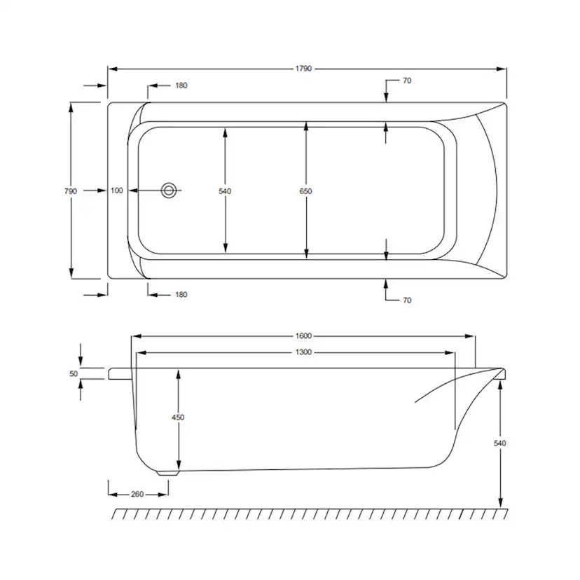 Badkar Strømberg Delta 1800x800 mm