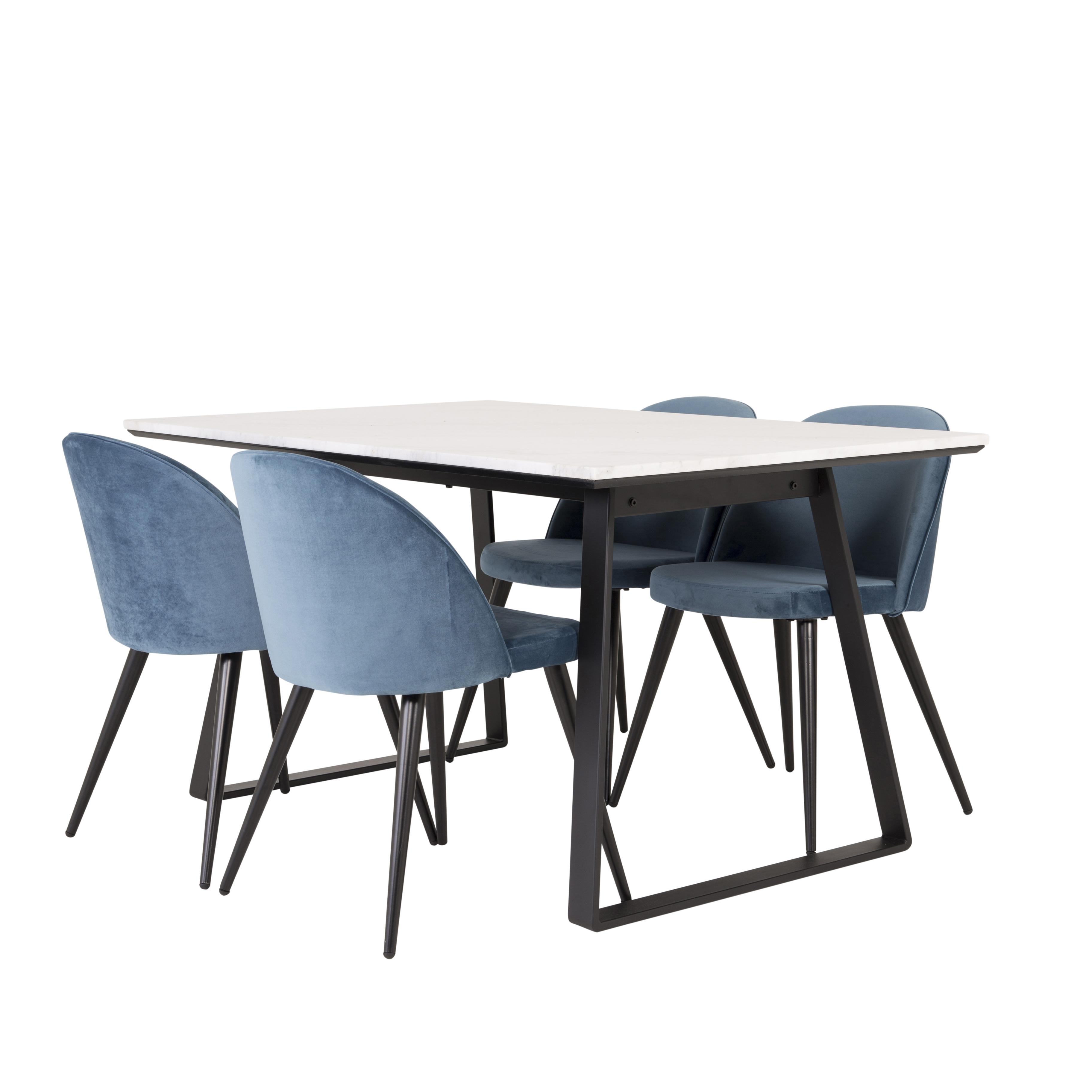 Matgrupp Venture Home Estelle 140 med 4 Valentina Stolar Sammet