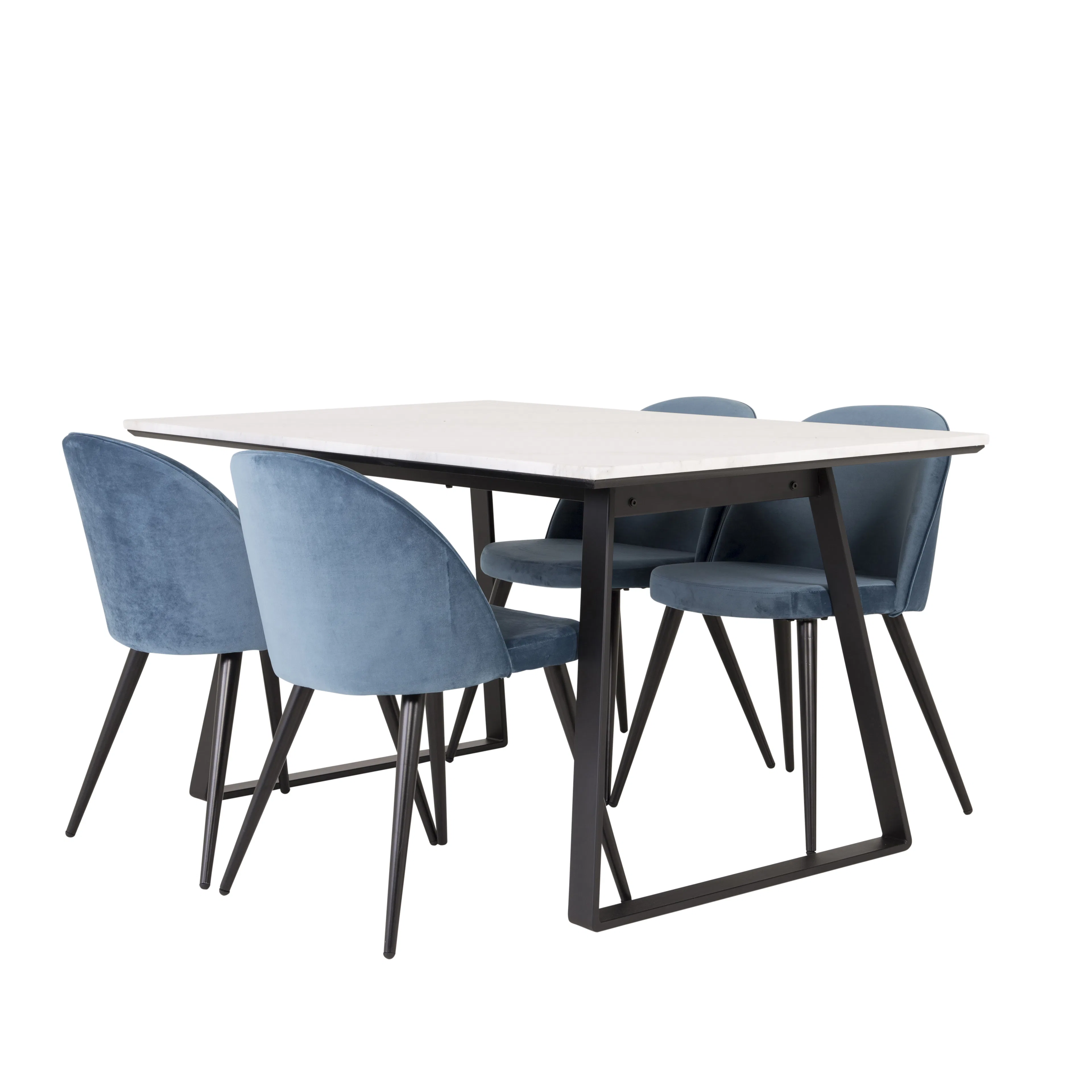 Matgrupp Venture Home Estelle 140 med 4 Valentina Stolar Sammet