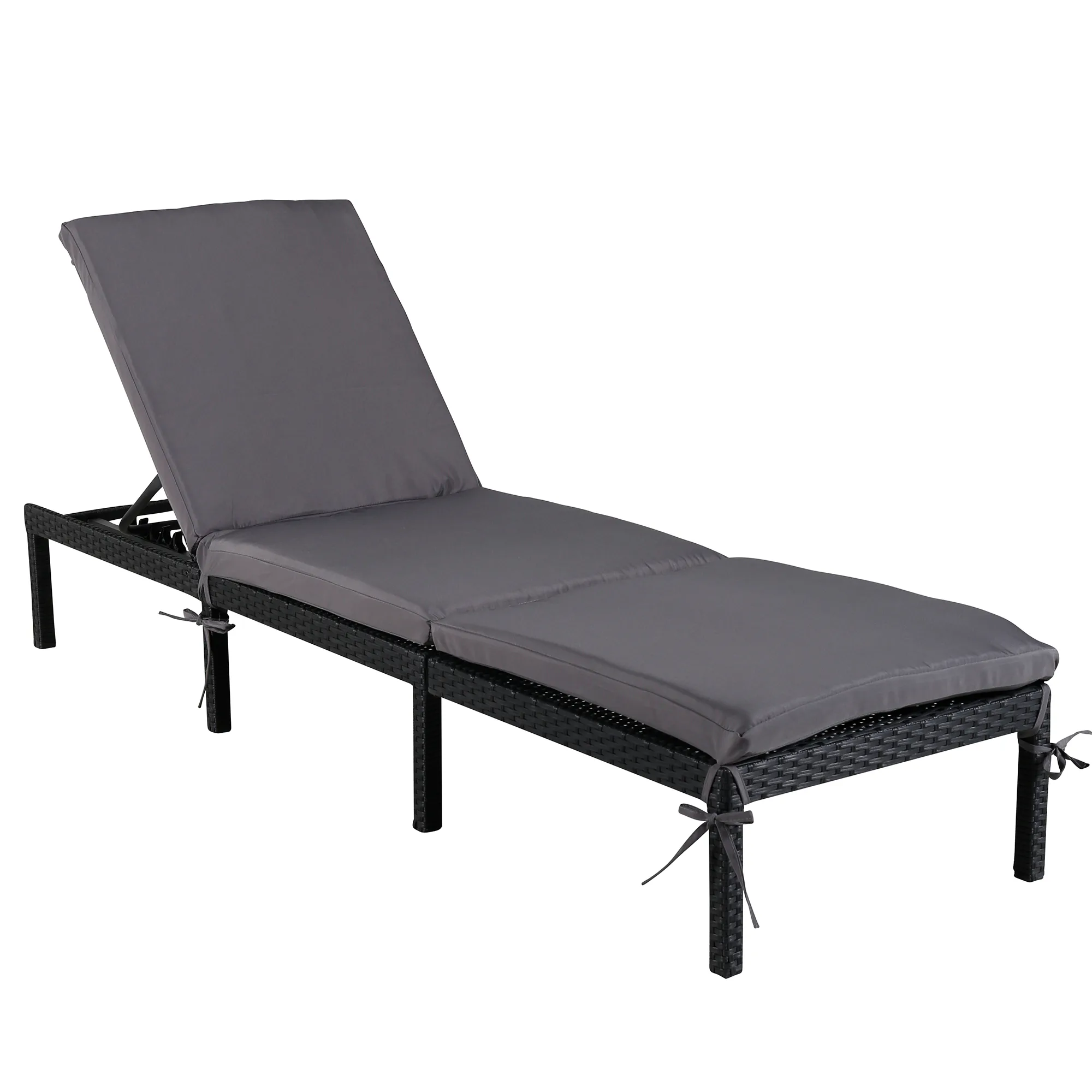 Bilbao sunlounge black wicker/grey cushion Svart/Grå