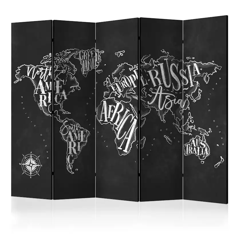 Rumsavdelare Skärmvägg Arkiio Retro Continents Black II 225x172 cm