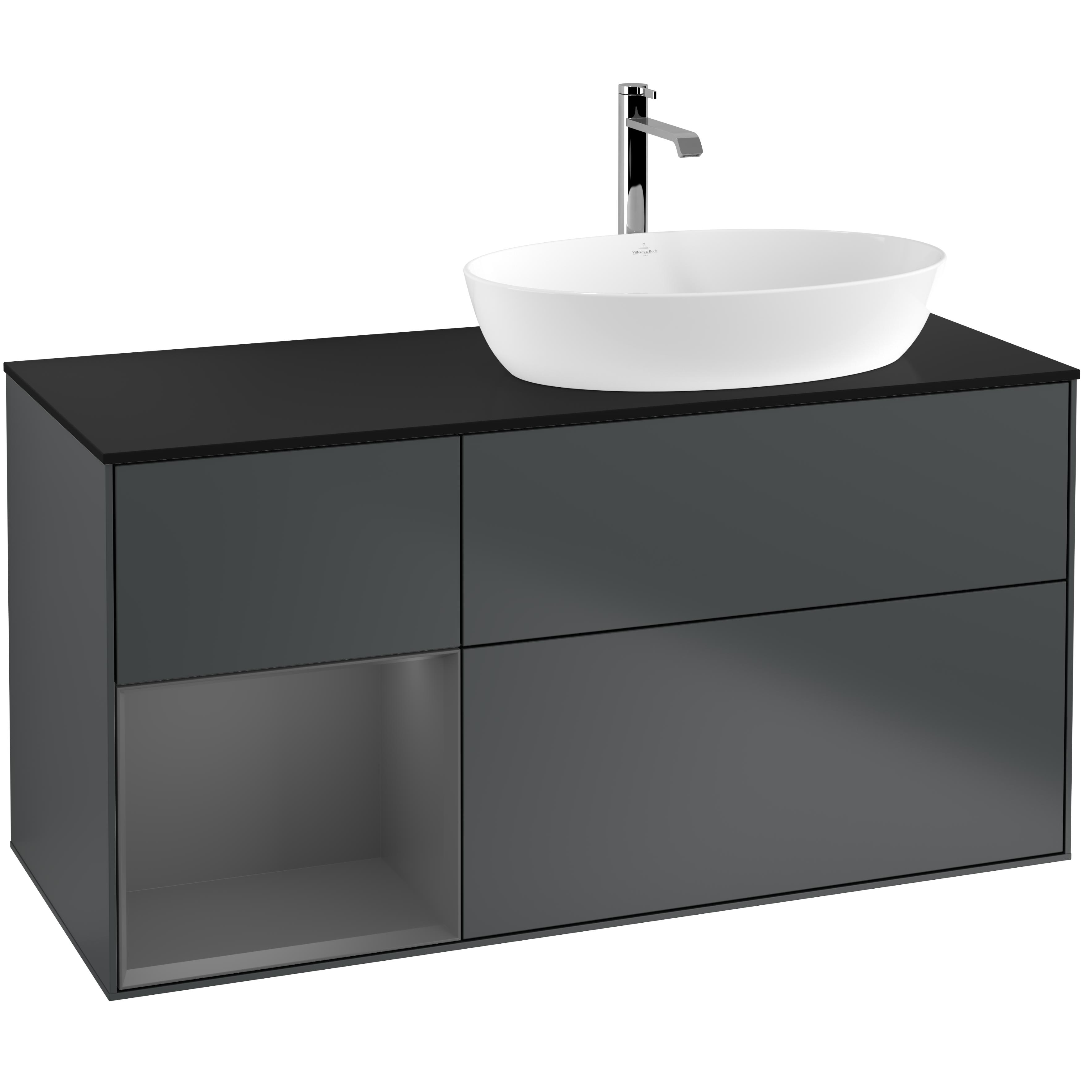 Tvättställsskåp Villeroy & Boch Finion med 3 Lådor Hylla och Bänkskiva för Ocentrerat Tvättställ från Artis & Collaro