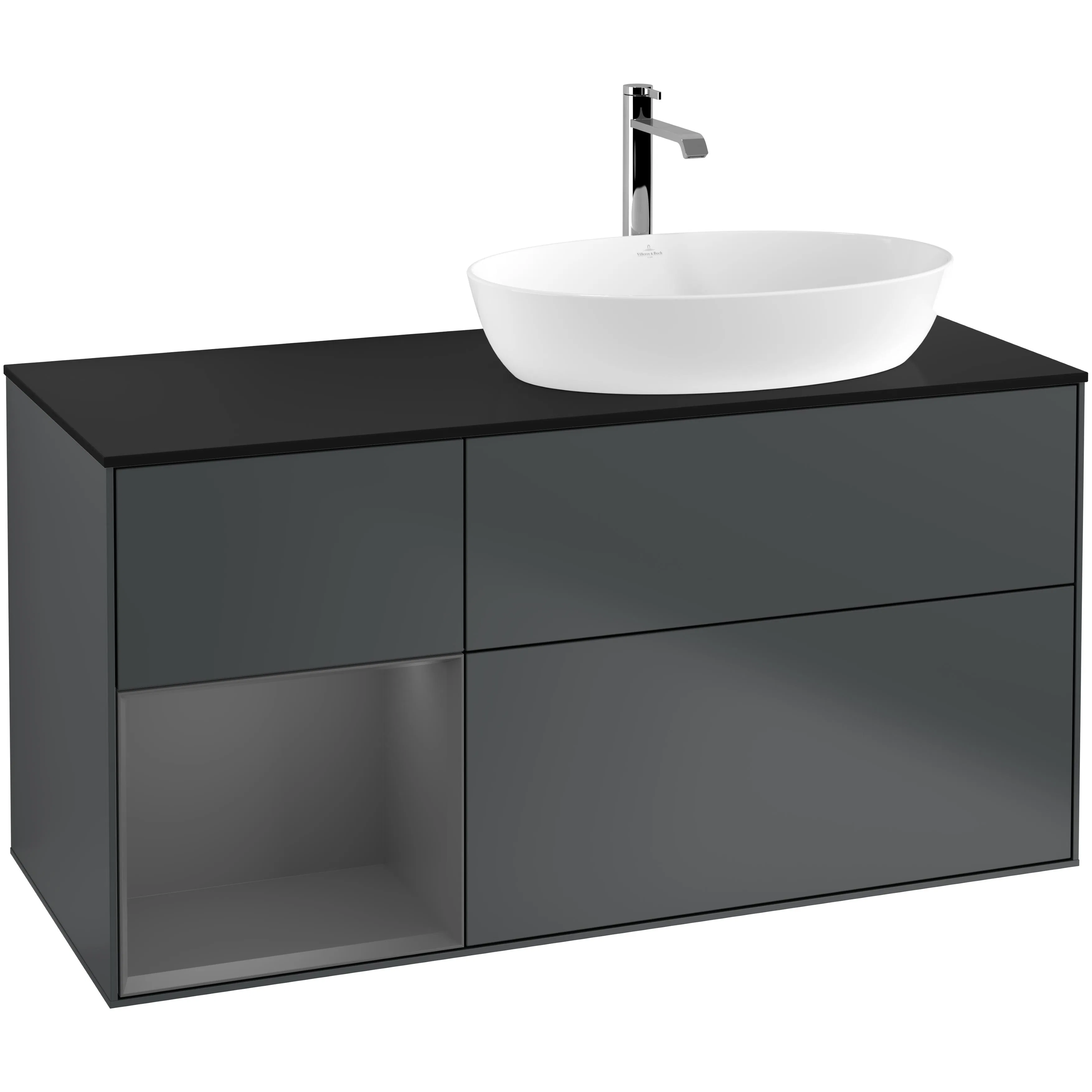 Tvättställsskåp Villeroy & Boch Finion med 3 Lådor Hylla och Bänkskiva för Ocentrerat Tvättställ från Artis & Collaro